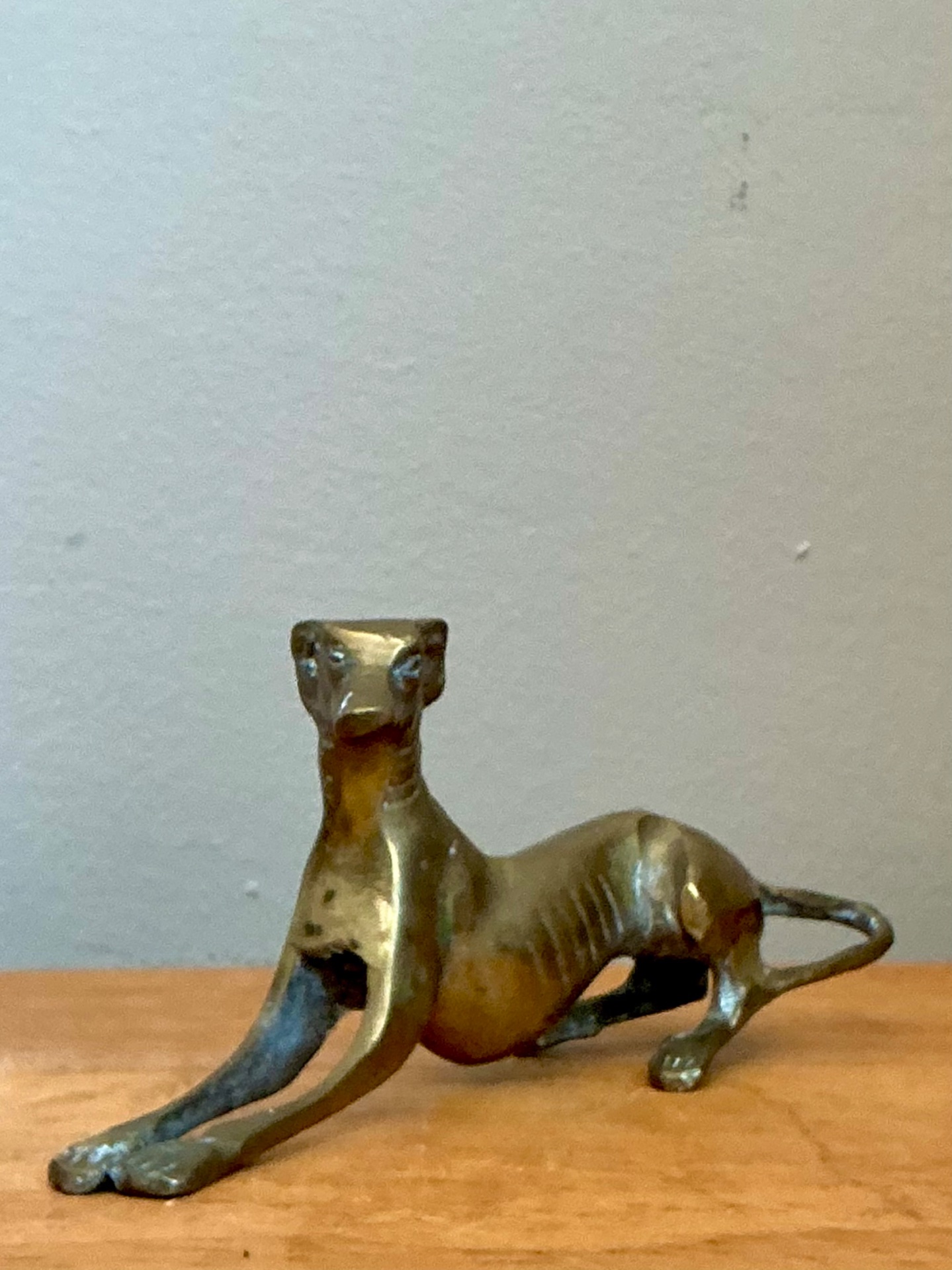 Vintage Brass Greyhound Sculpture - Top view
