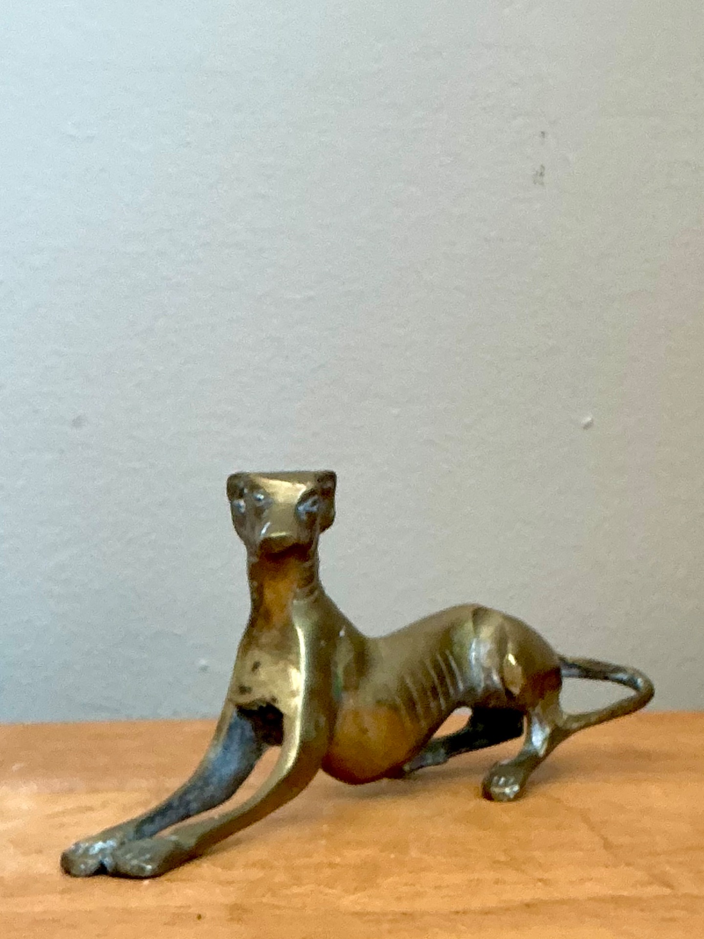 Vintage Brass Greyhound Sculpture - Side view