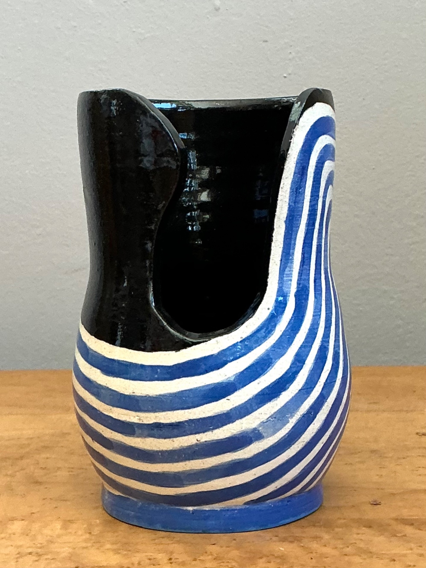 Vintage Abstract Studio Pottery Vase - Ceramic, 3.75W x 6H - Back view