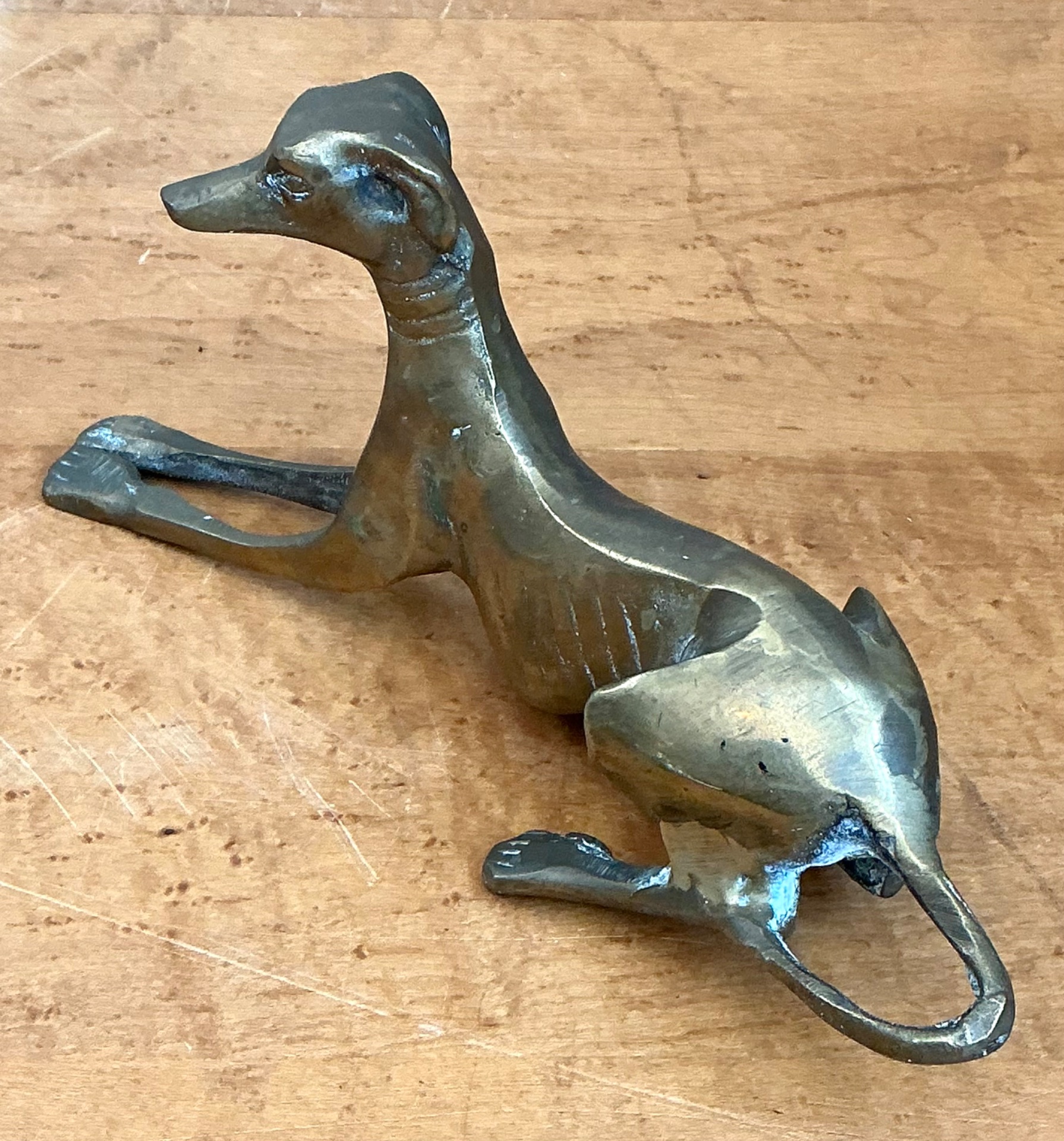Vintage Brass Greyhound Sculpture - Detail view