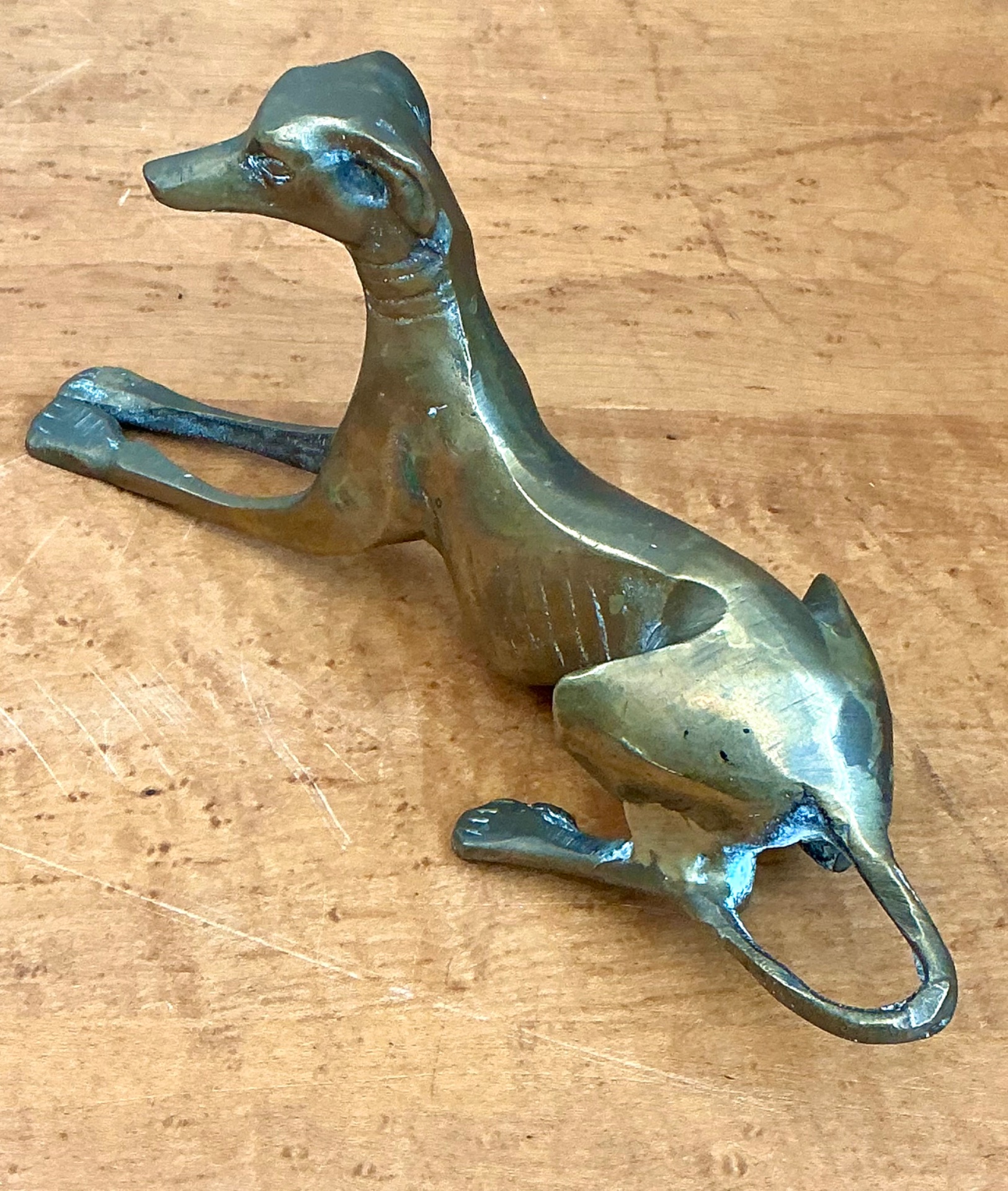 Vintage Brass Greyhound Sculpture - Back view
