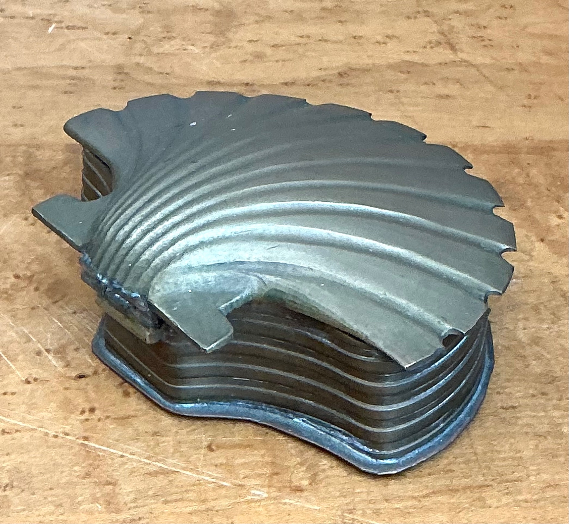 Vintage Metal Clamshell Trinket Box - Side view