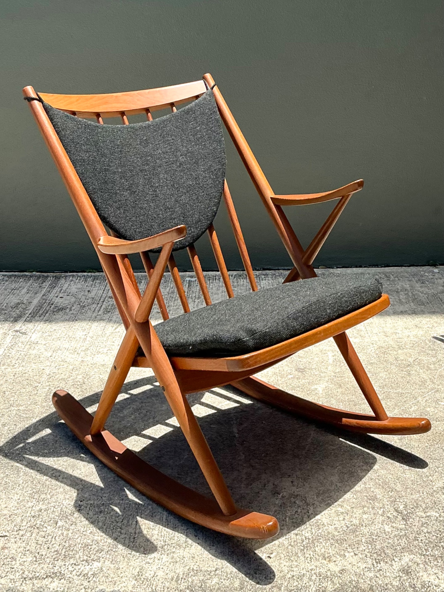 Vintage Danish Frank Reenskaug For Bramin Teak Rocking Chair - Side view