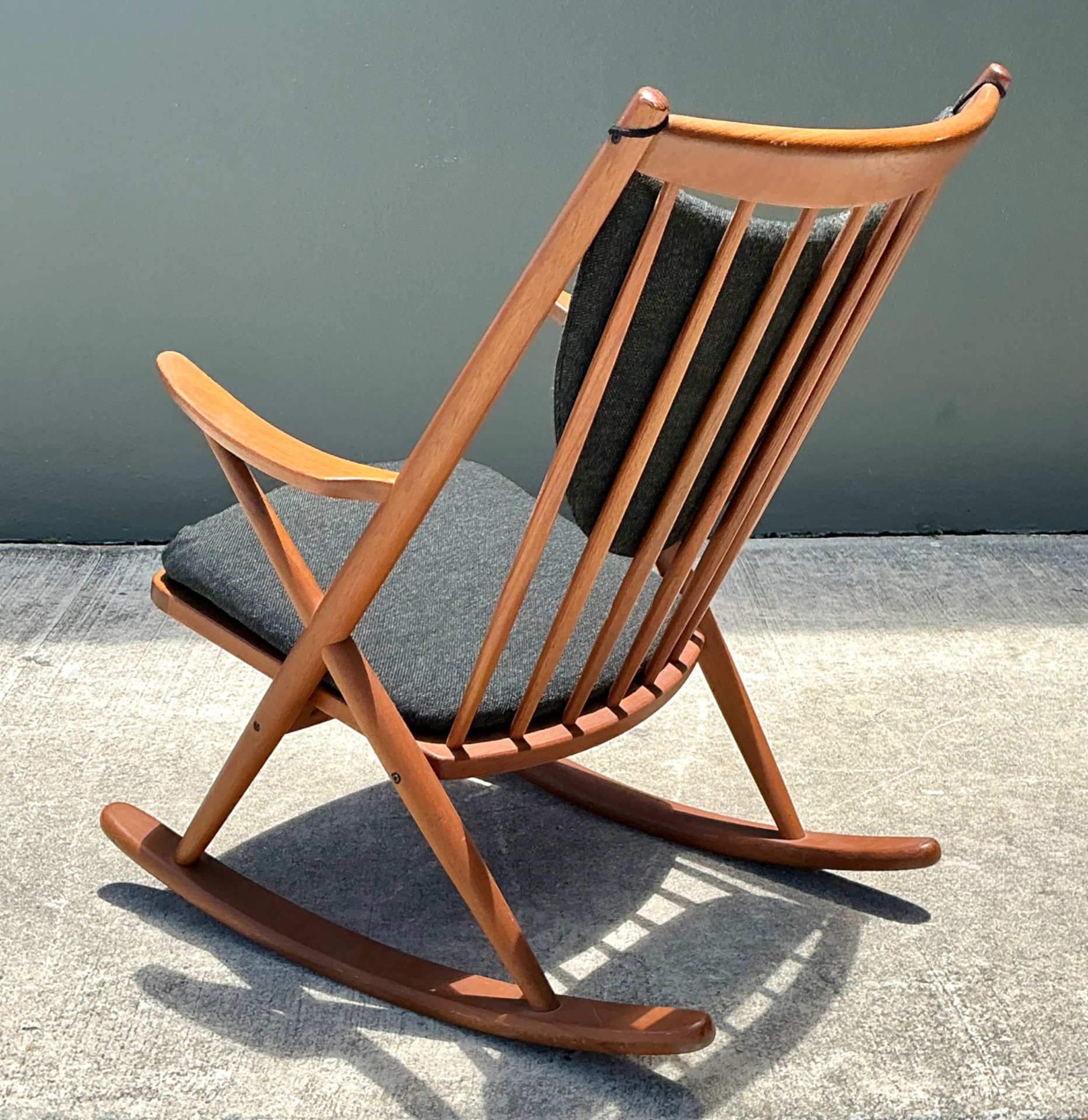 Vintage Danish Frank Reenskaug For Bramin Teak Rocking Chair - Back view