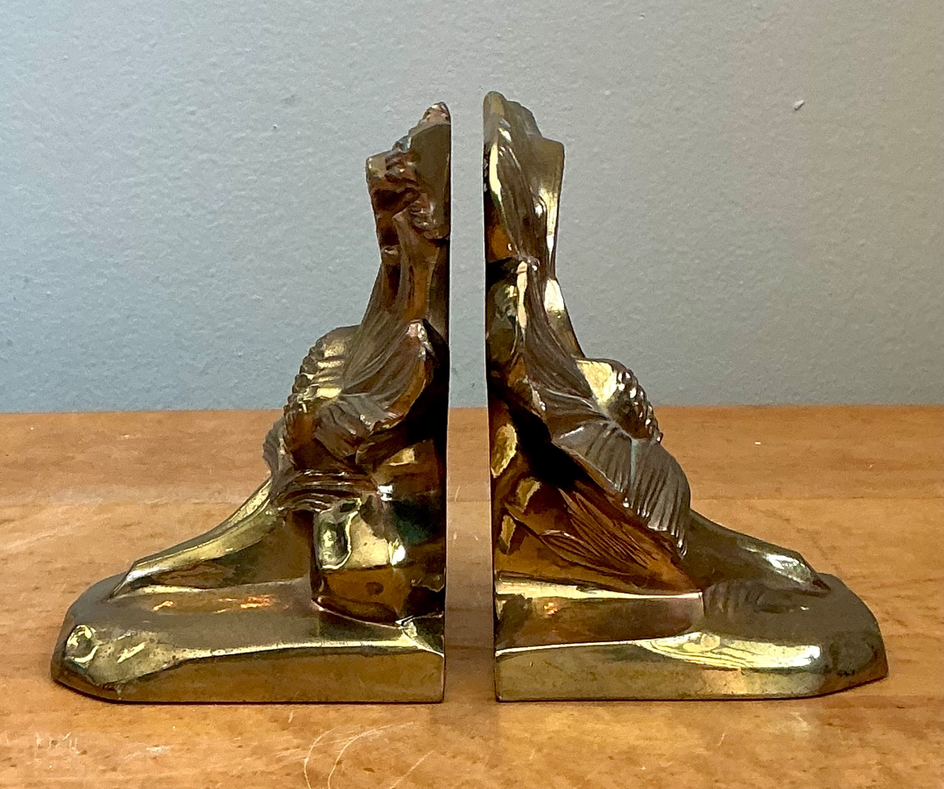 Vintage Brass Pinecone Bookends - Side view