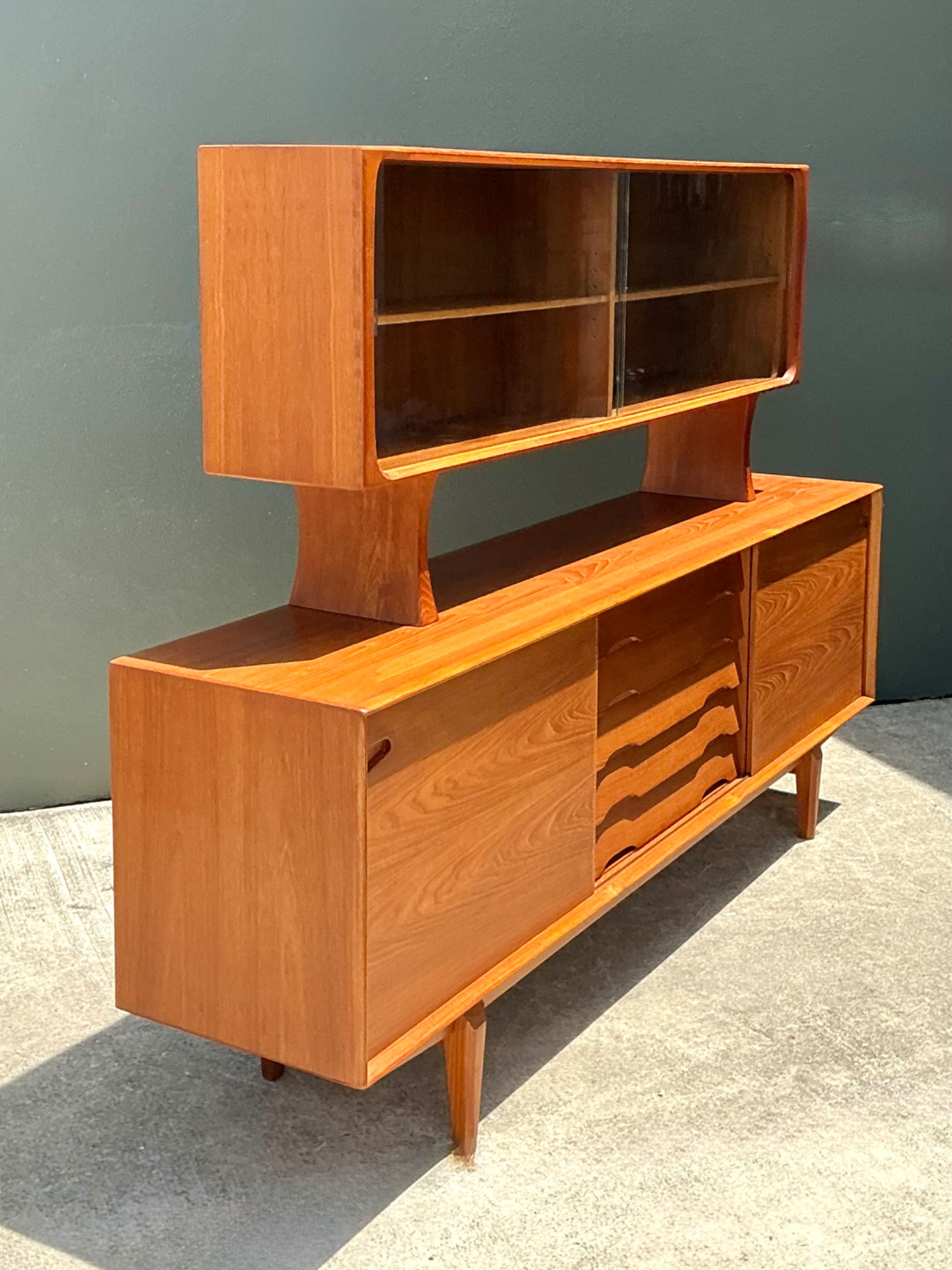 Vintage Drylund Danish Teak Hutch and Sideboard - Side view