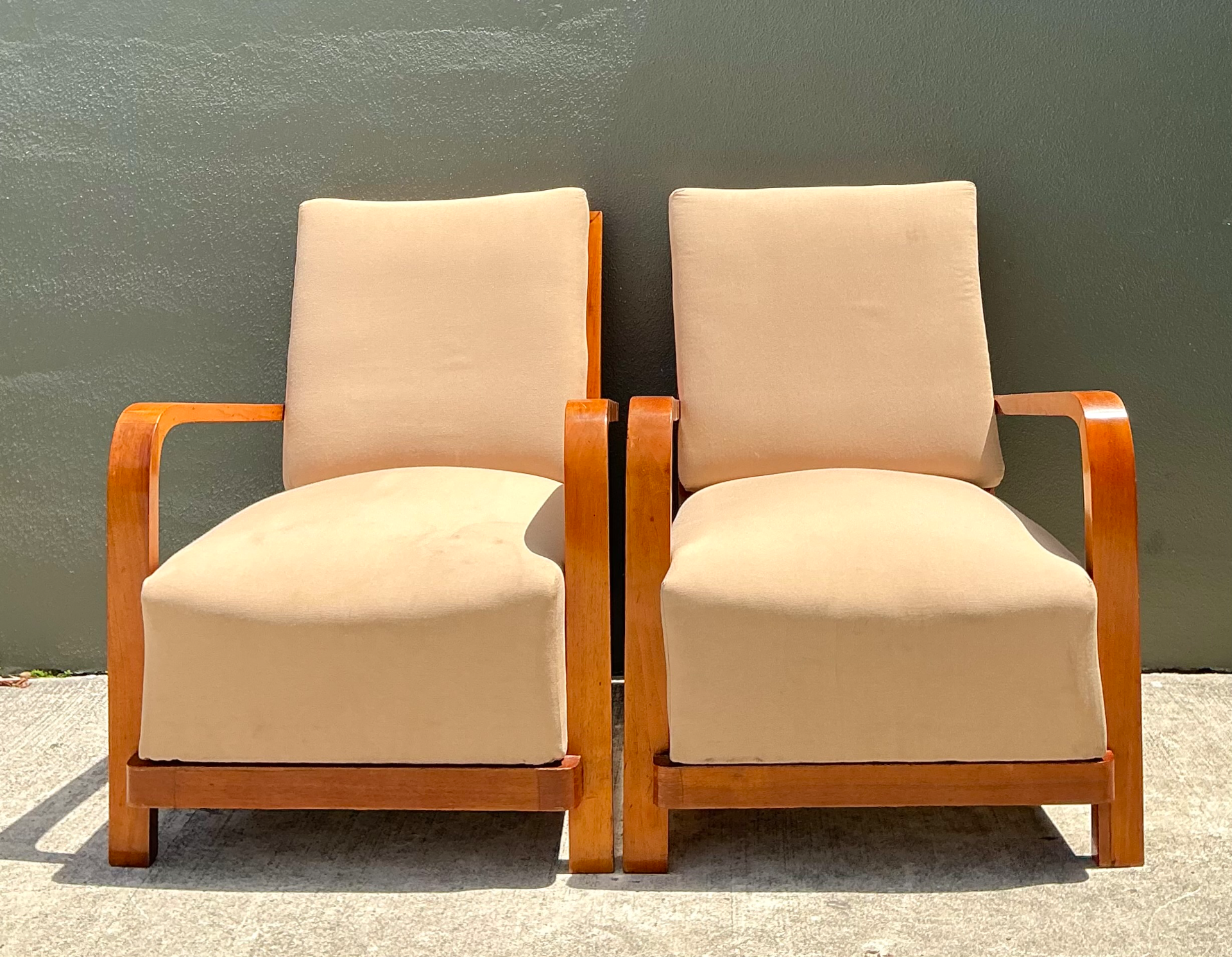Vintage Art Deco Lounge Chairs - Pair - Back view