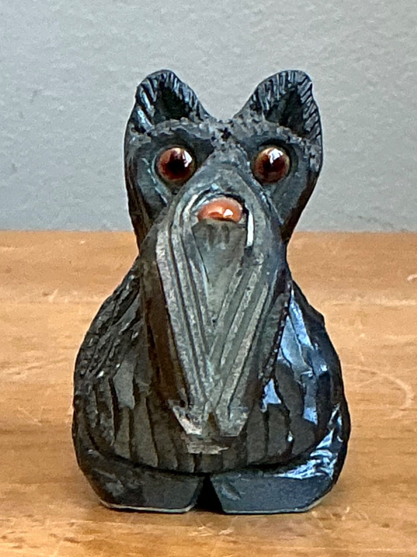 Vintage Wood Terrier Figurine - Back view