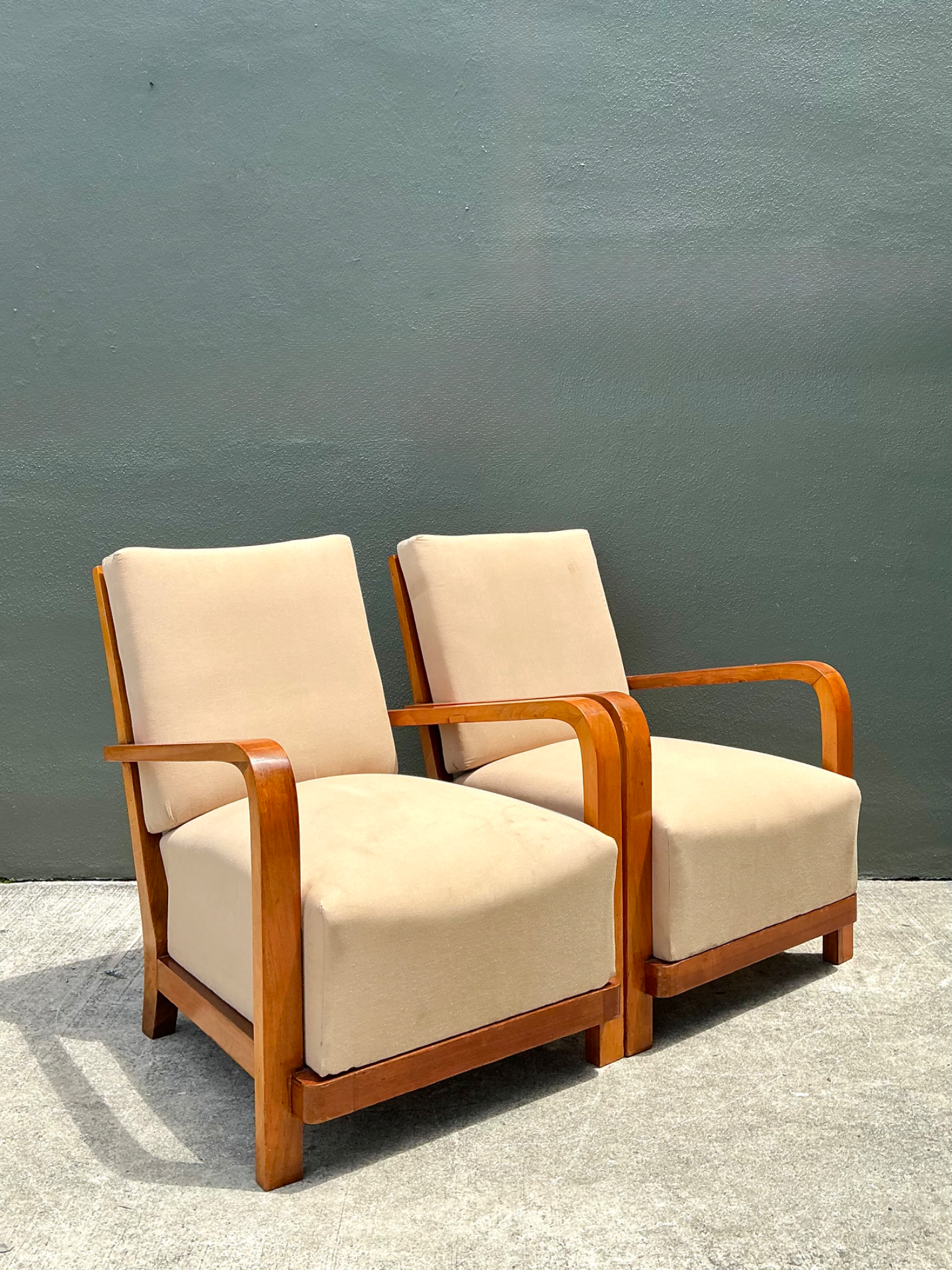Vintage Art Deco Lounge Chairs - Pair - Side view