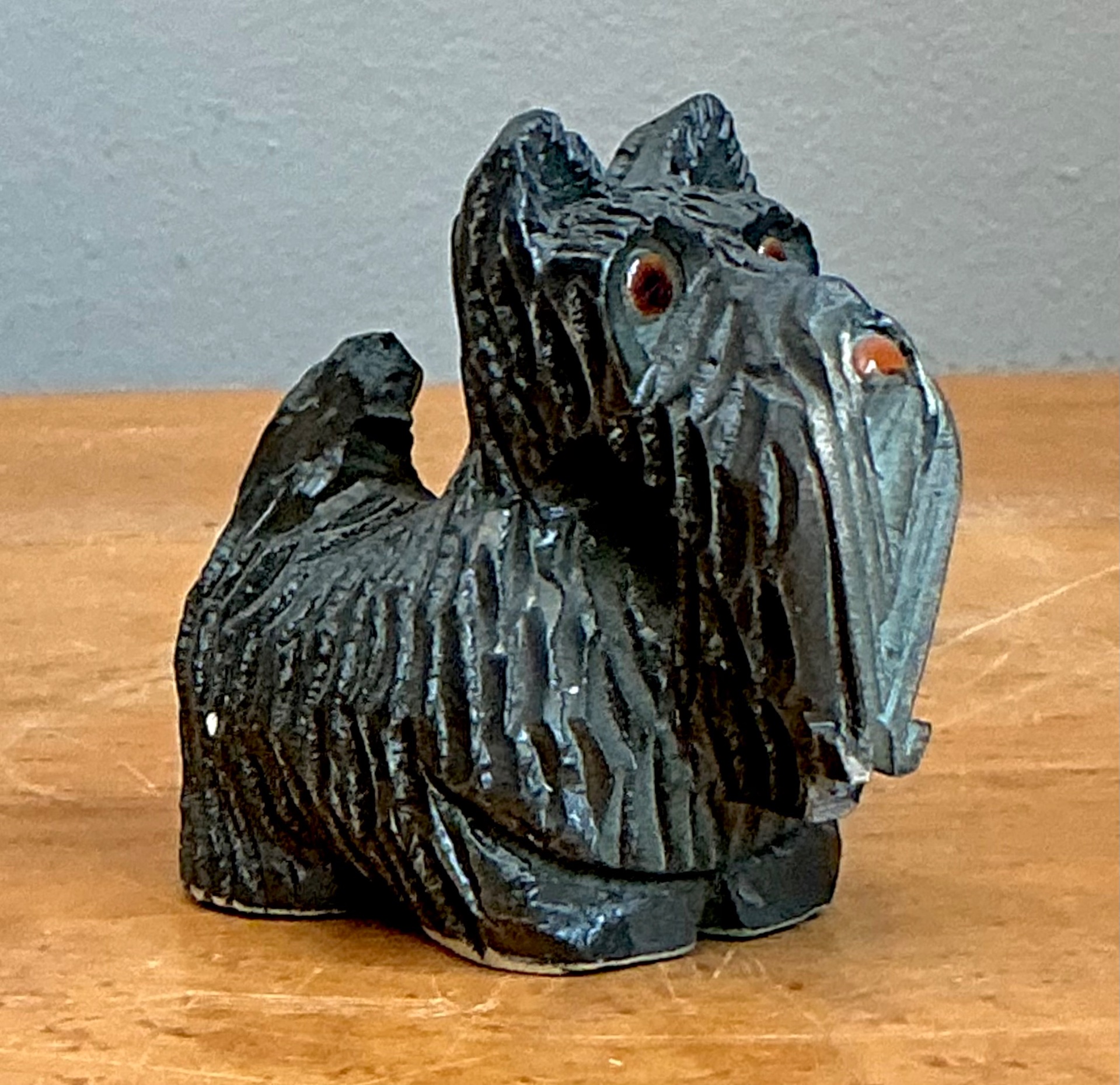 Vintage Wood Terrier Figurine - Detail view