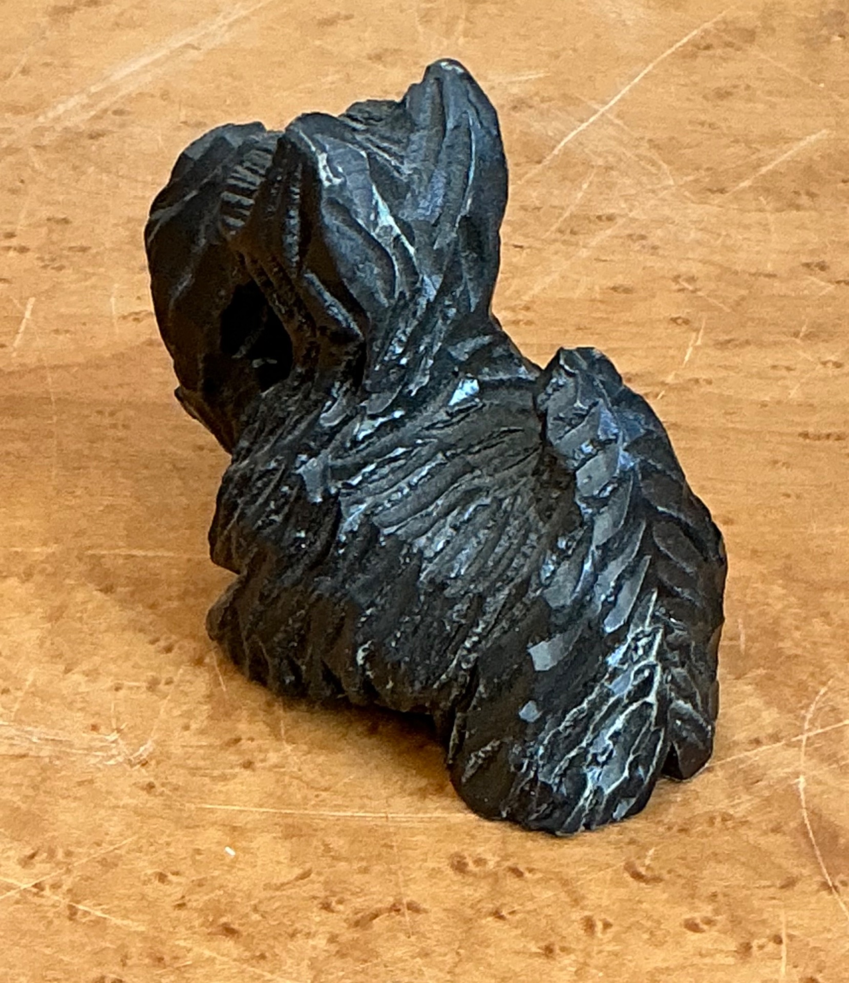 Vintage Wood Terrier Figurine - Top view