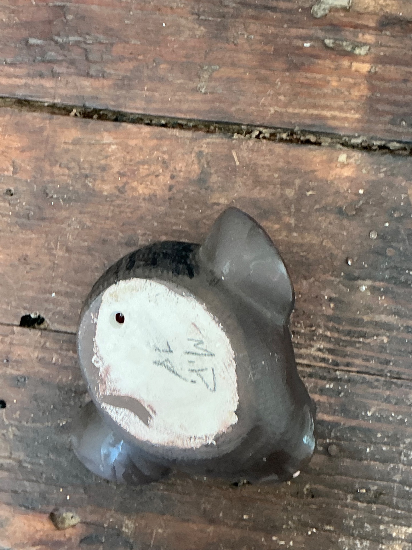 Vintage Painted Monkey Head Wall Pocket - Top view
