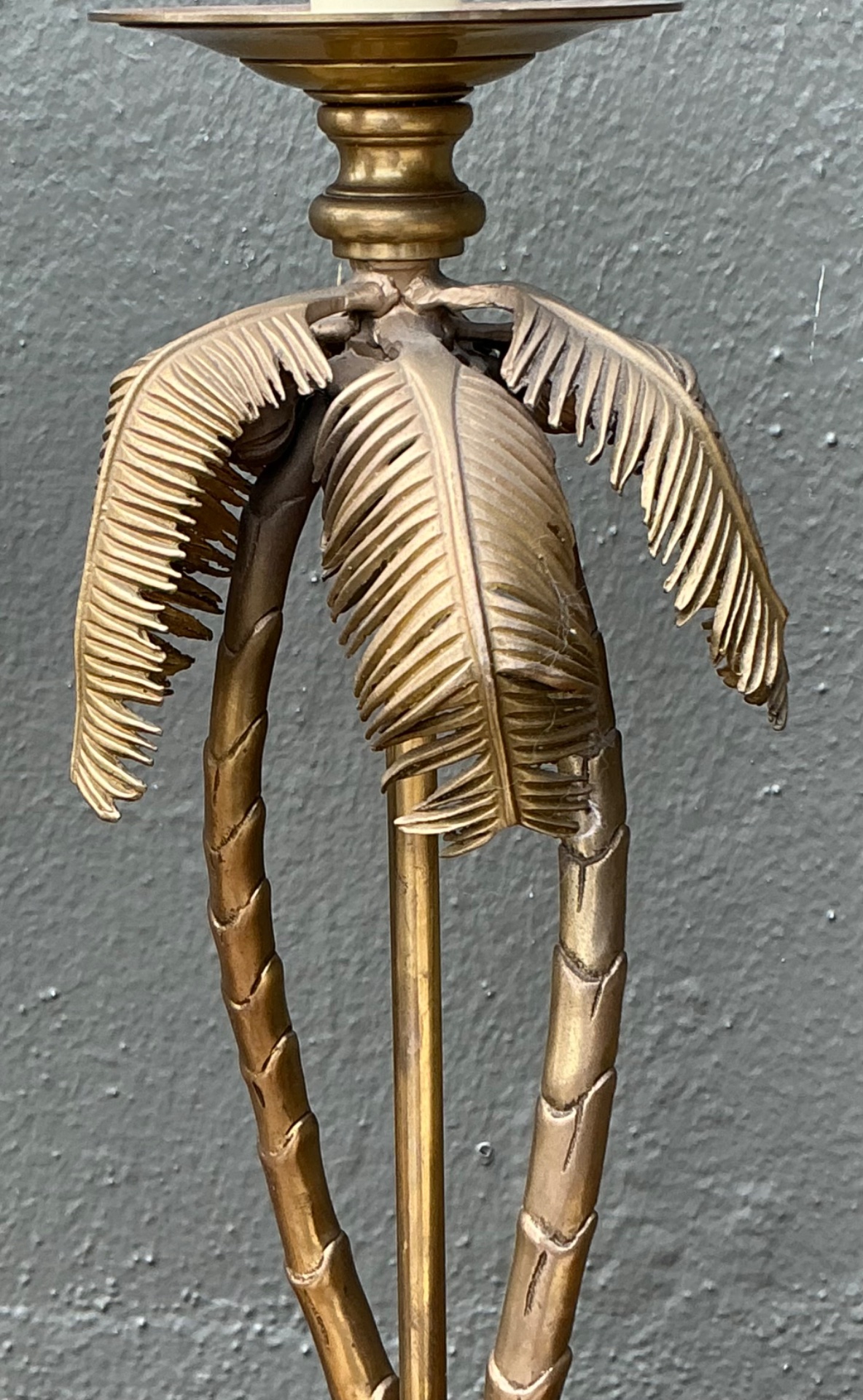 Vintage Palm Tree Brass Table Lamps - Pair - Back view