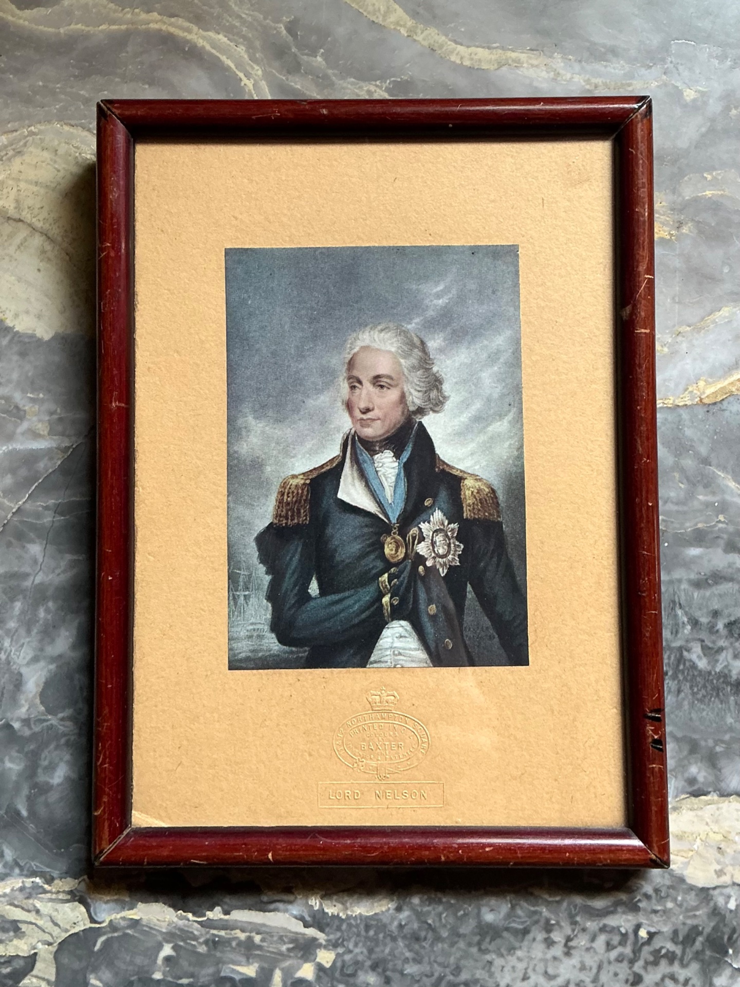 Vintage Baxter Print of Lord Nelson - Side view
