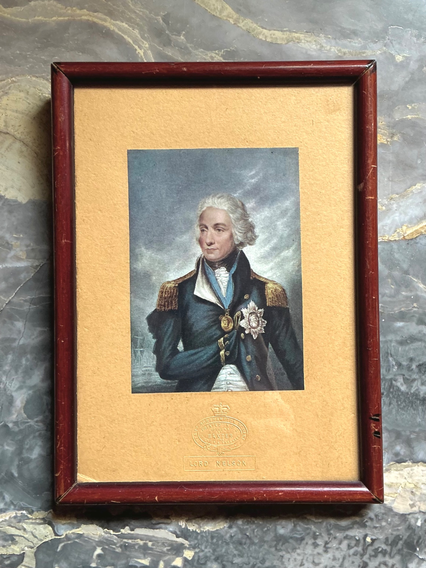 Vintage Baxter Print of Lord Nelson - Back view