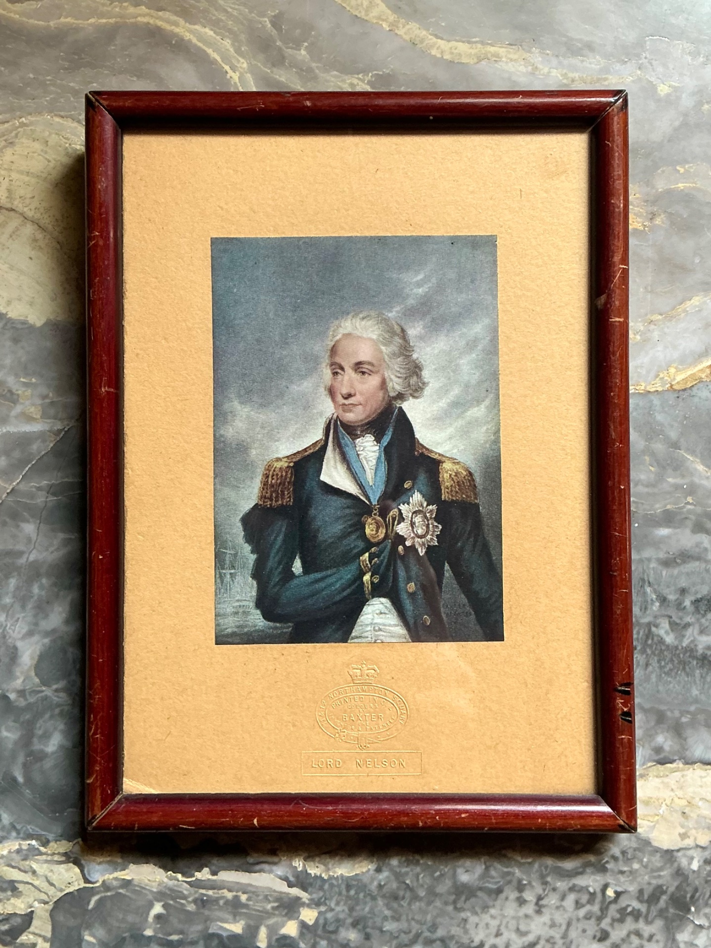 Vintage Baxter Print of Lord Nelson - Top view