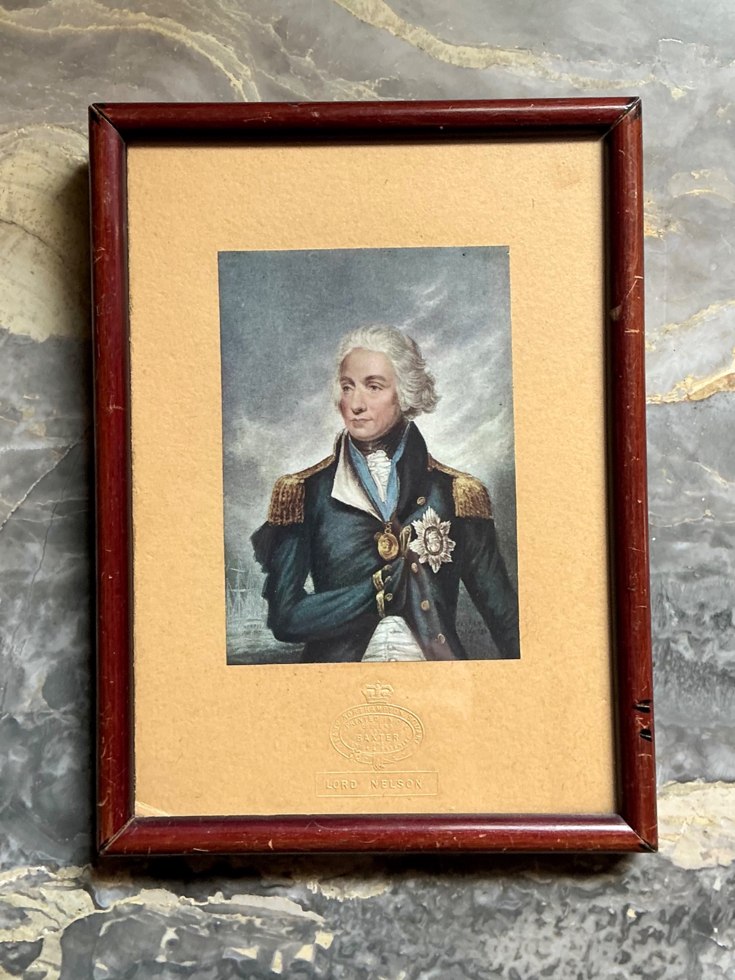 Vintage Baxter Print of Lord Nelson - Back view