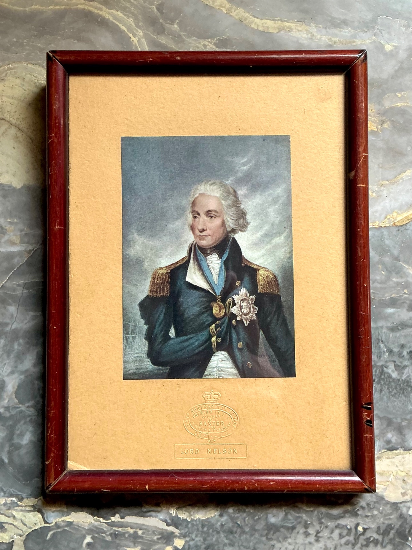 Vintage Baxter Print of Lord Nelson - Top view