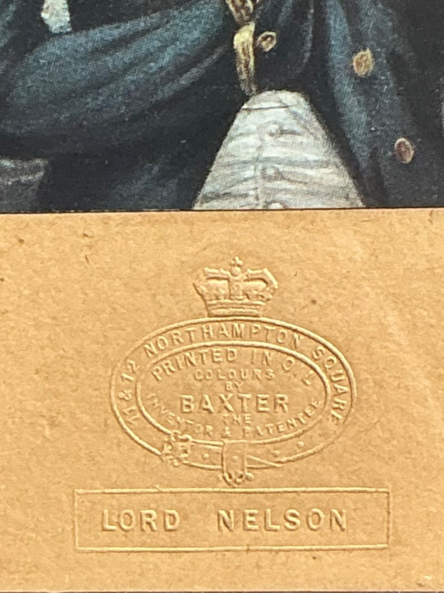 Vintage Baxter Print of Lord Nelson - Detail view