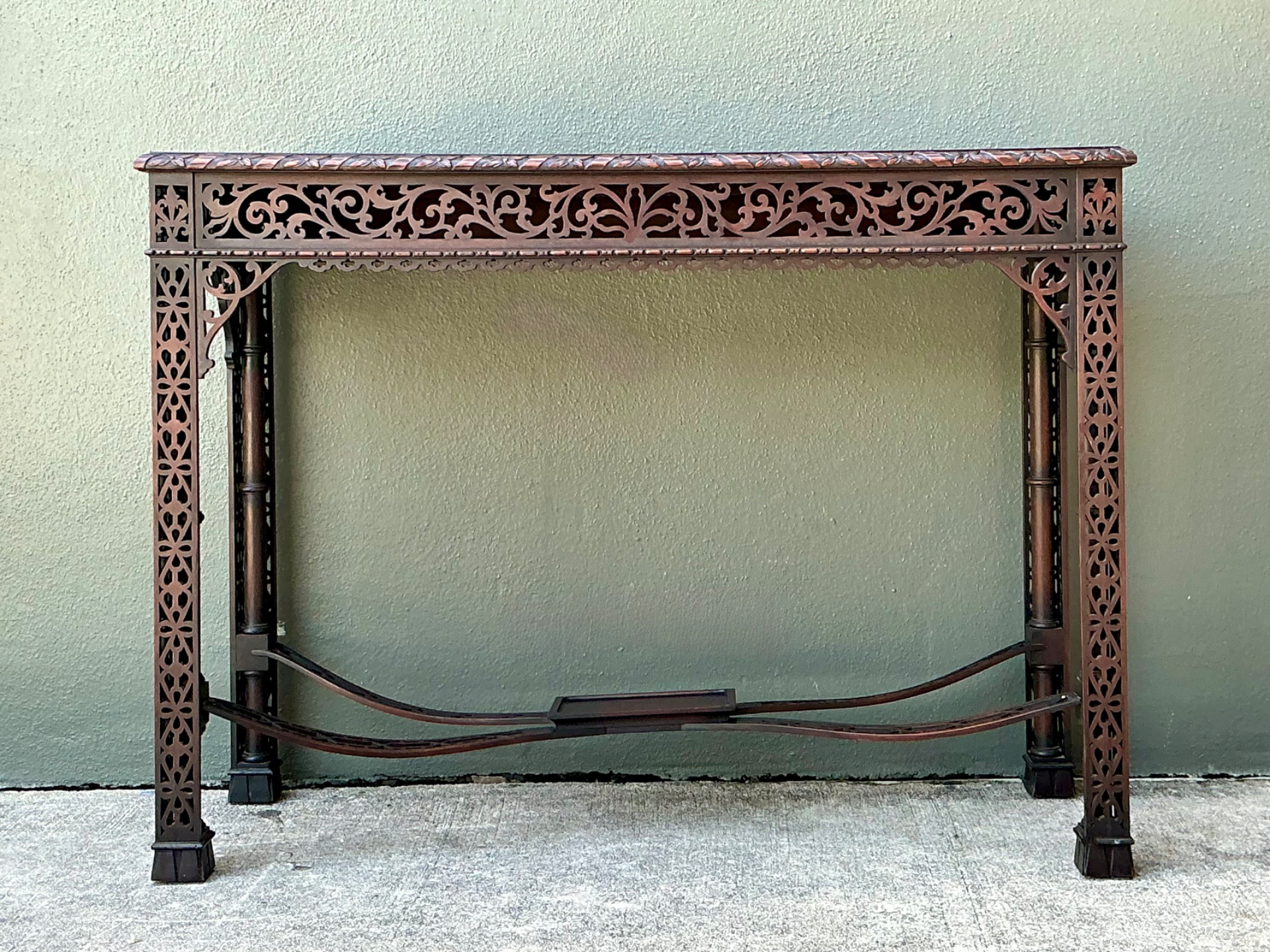 Vintage Carved Fretwork Console Table - Detail view