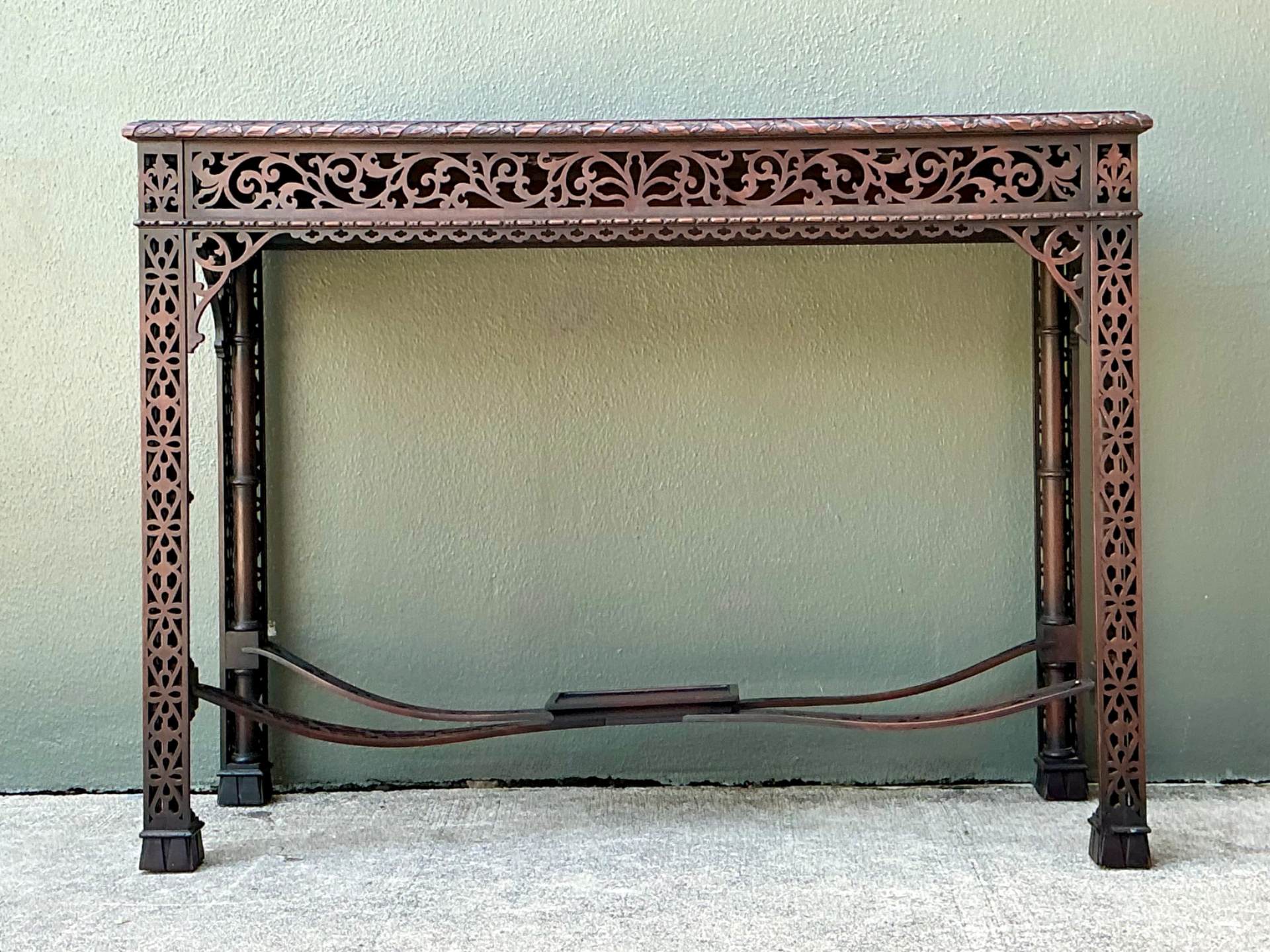 Vintage Carved Fretwork Console Table - Back view