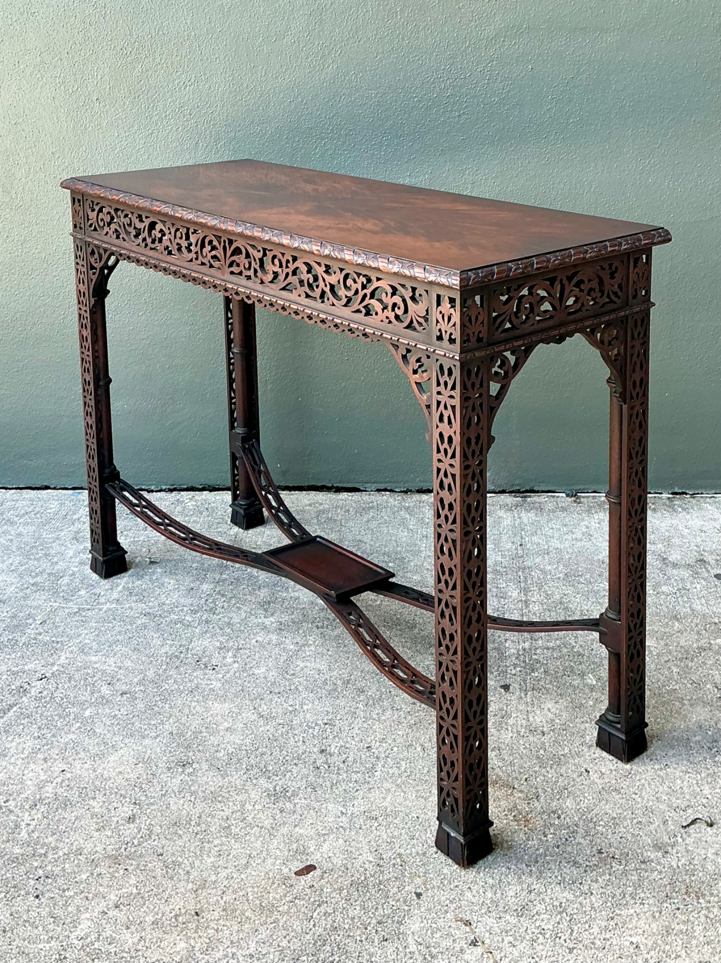 Vintage Carved Fretwork Console Table - Top view