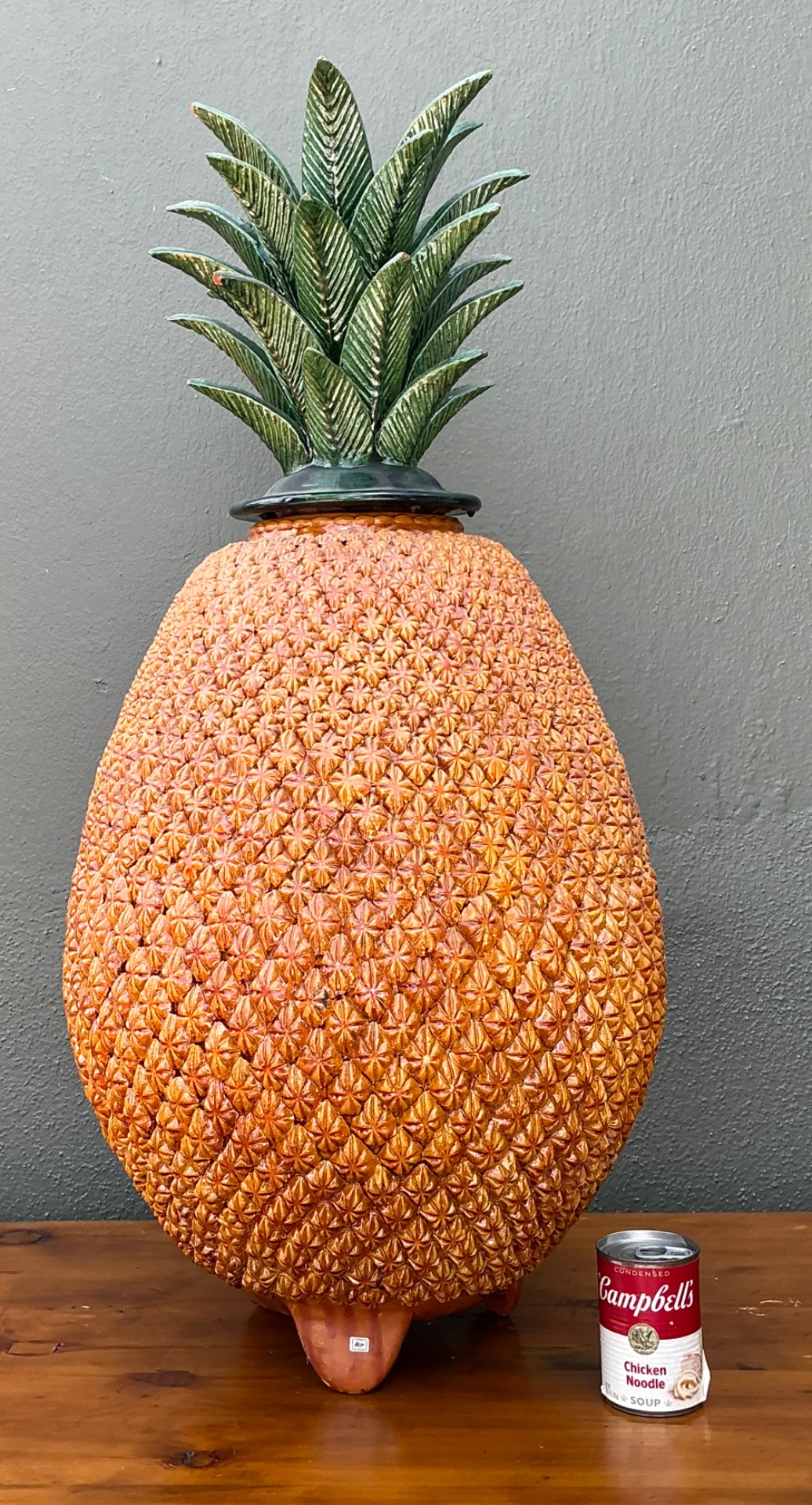 Vintage Mexican Hilario Alejo Madrigal Glazed Terracotta Pineapple - Top view