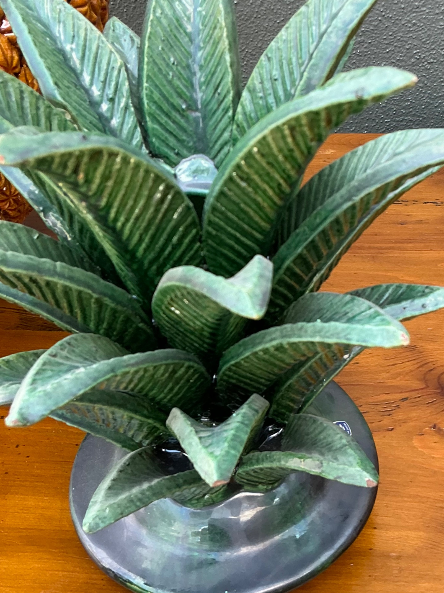 Vintage Mexican Hilario Alejo Madrigal Glazed Terracotta Pineapple - Side view