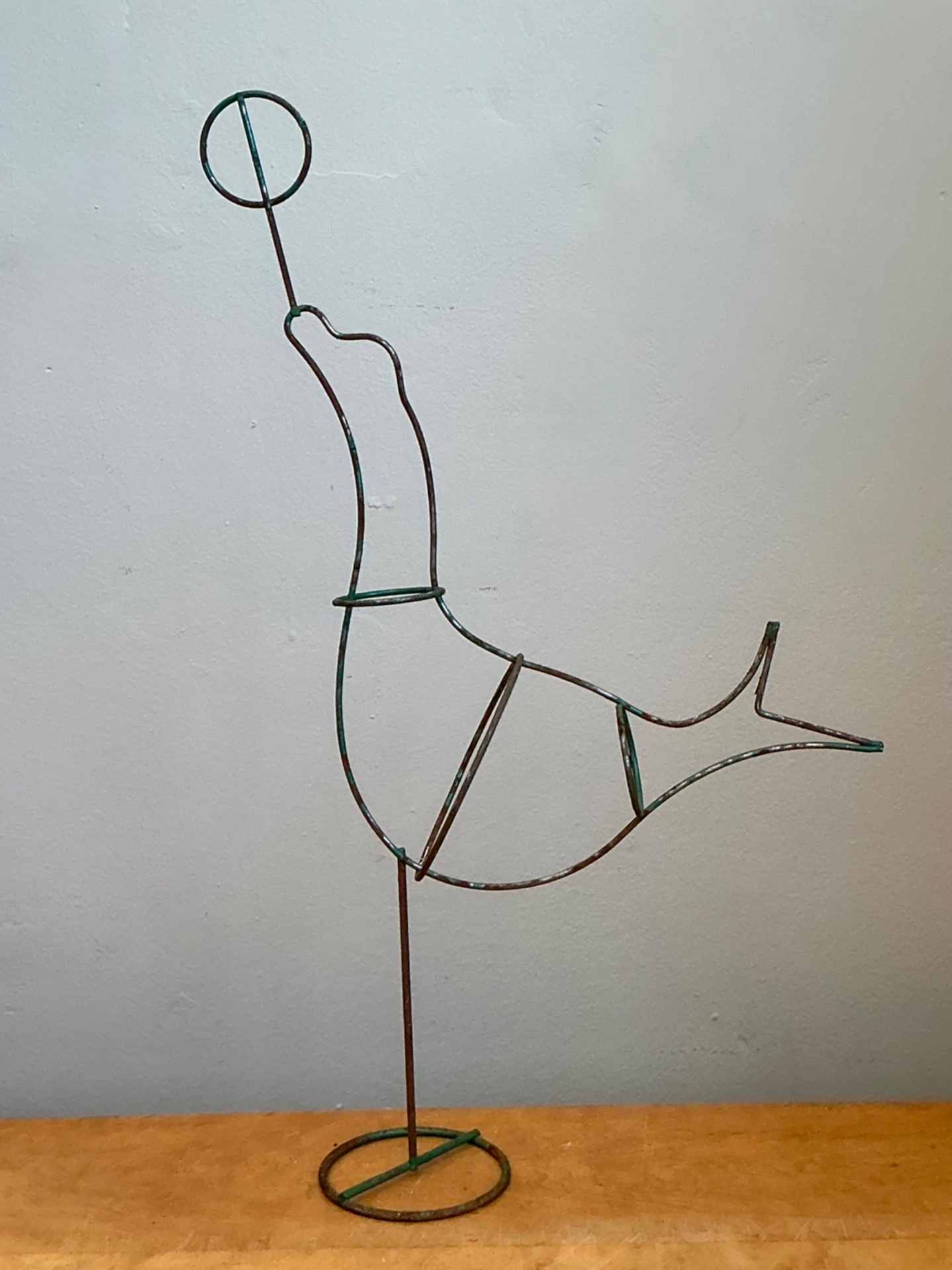 Vintage Metal Seal Form Sculpture - Side view