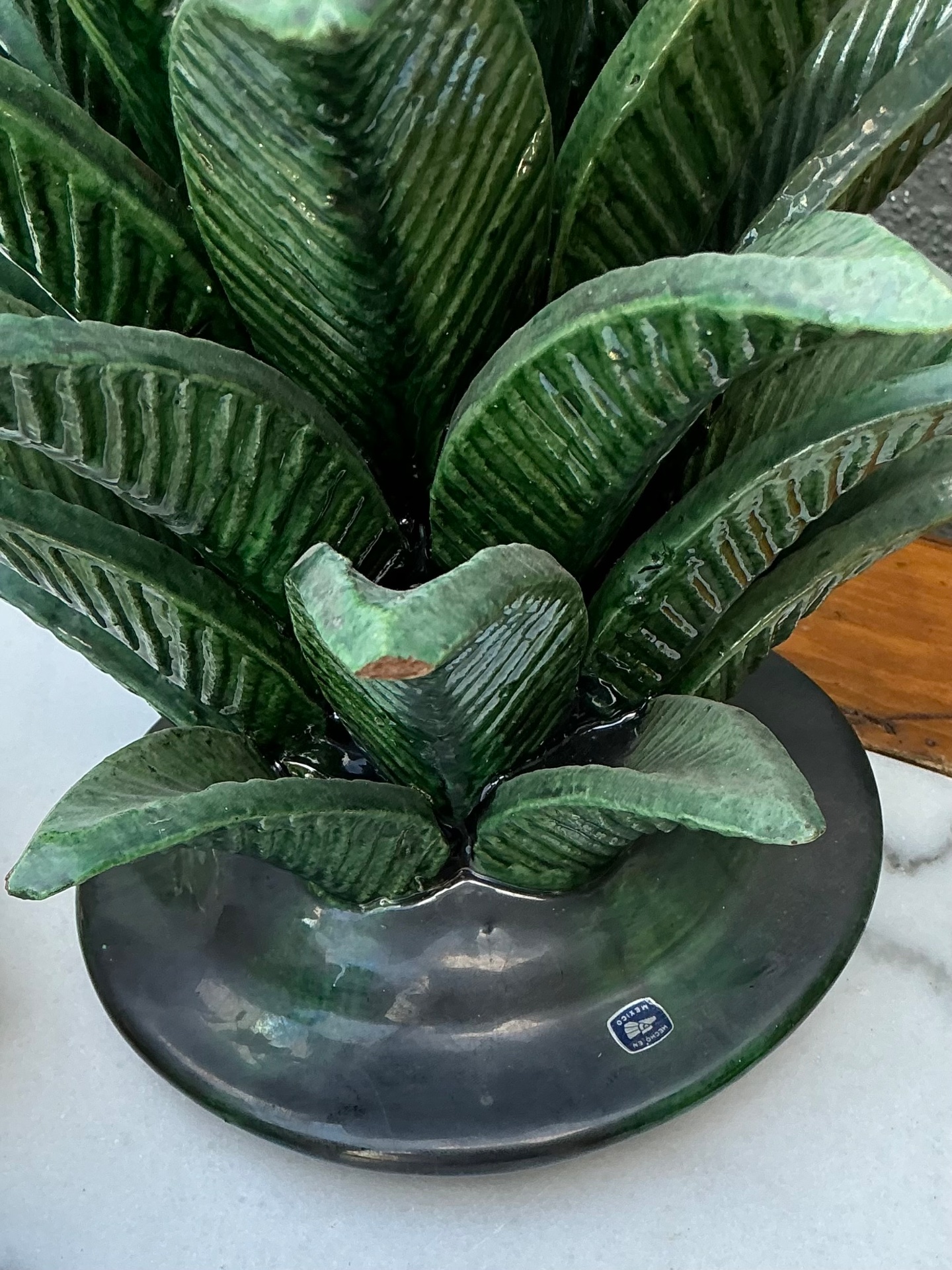 Vintage Hilario Alejo Madrigal Glazed Terracotta Pineapple - Back view