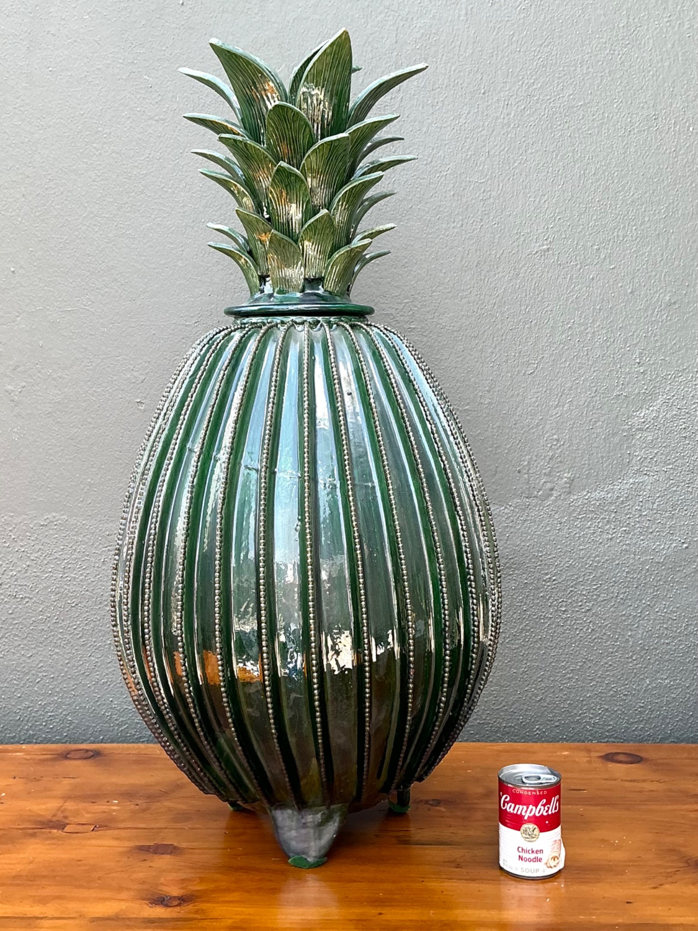 Vintage Hilario Alejo Madrigal Glazed Terracotta Pineapple - Side view