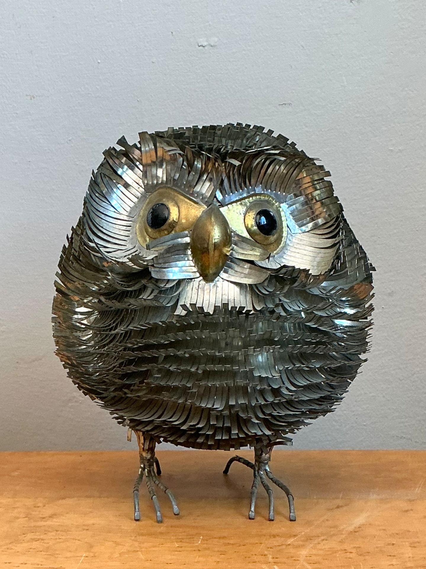 Sergio Bustamante Metal Owl Sculpture - Detail view