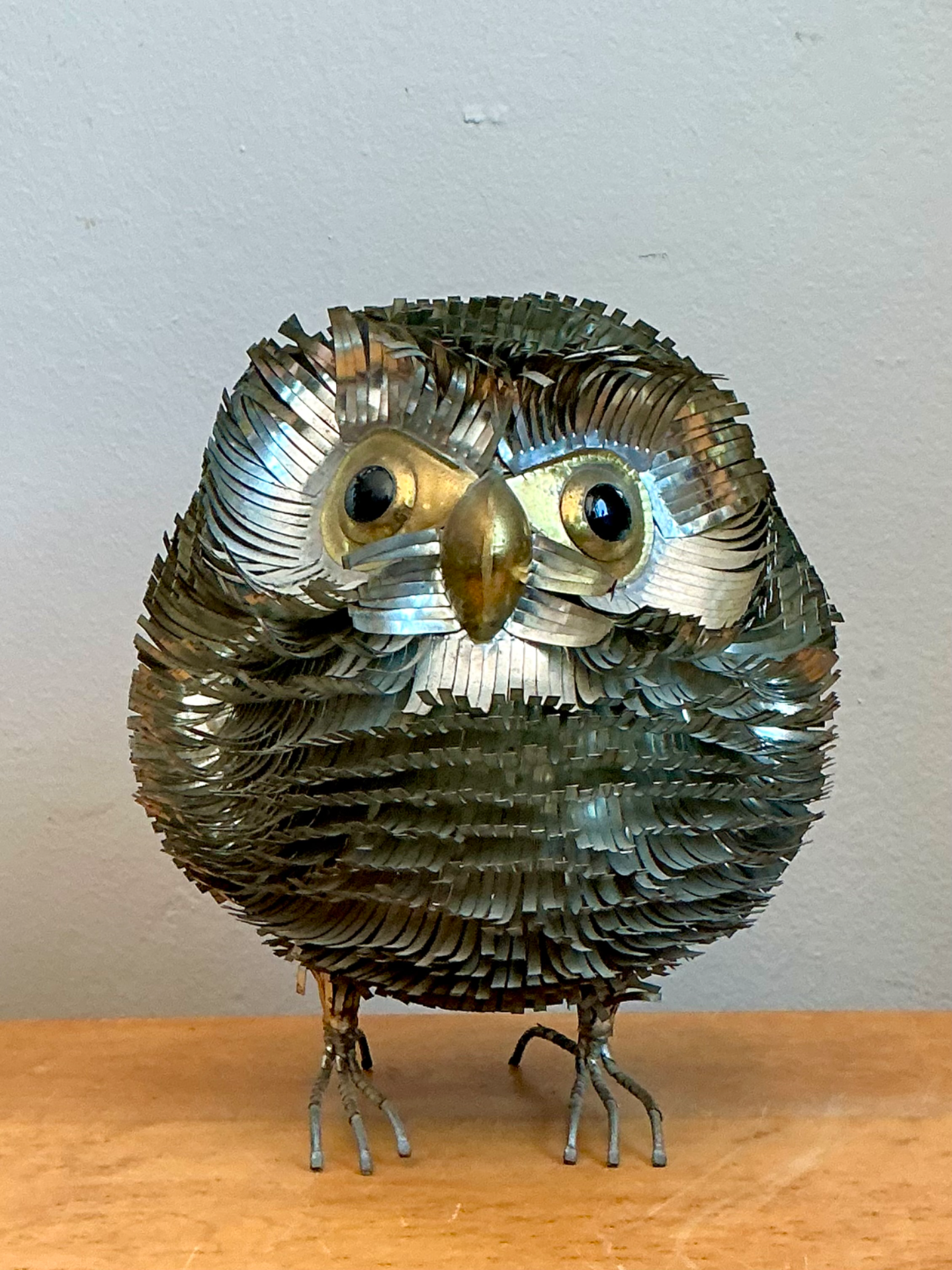 Sergio Bustamante Metal Owl Sculpture - Top view