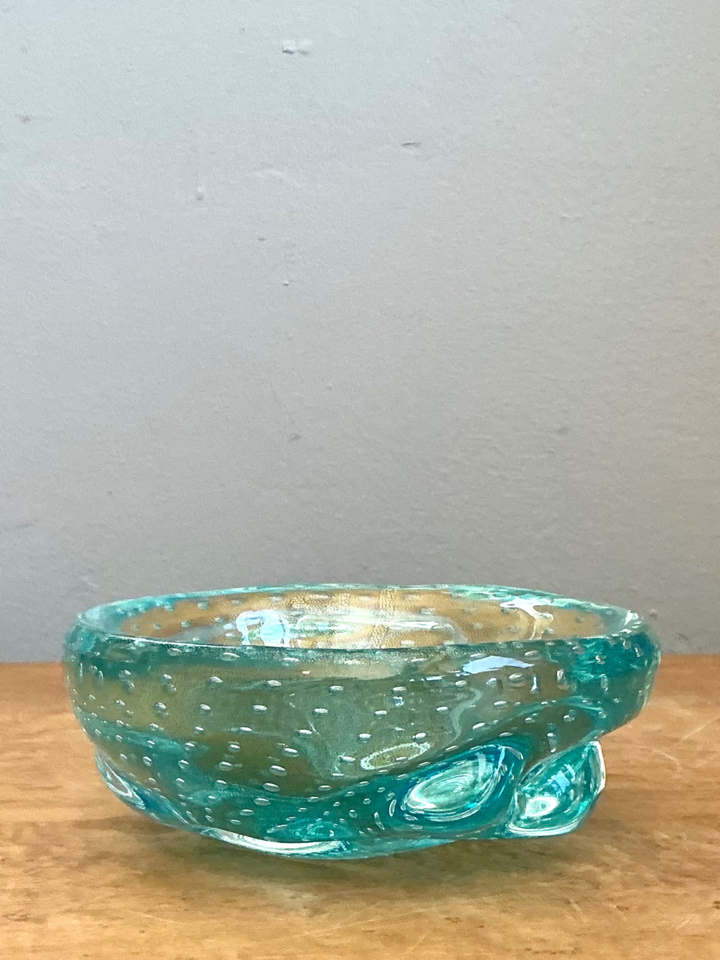 Italian Mid-Century Modern Murano Blue Glass Bowl - Side view