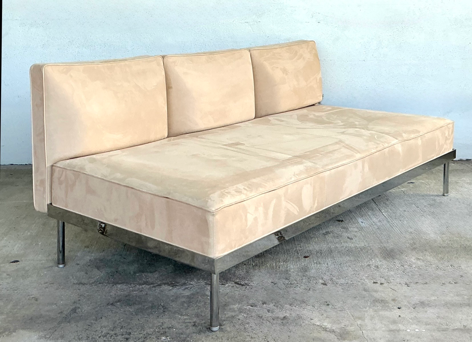Vintage Chrome and Fabric Sofa - Back view