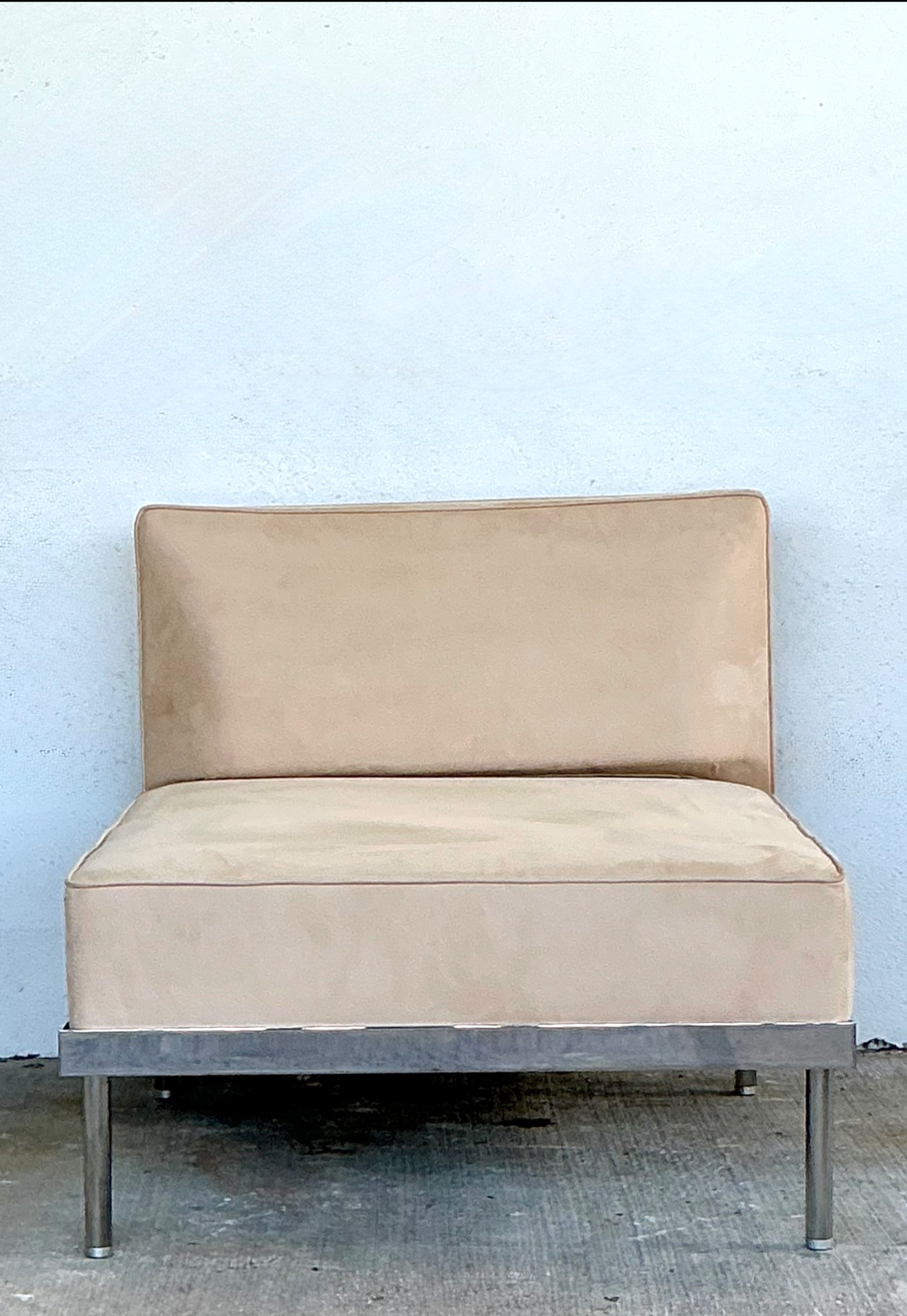 Vintage Minimalist Chrome Base Lounge Chair - Back view