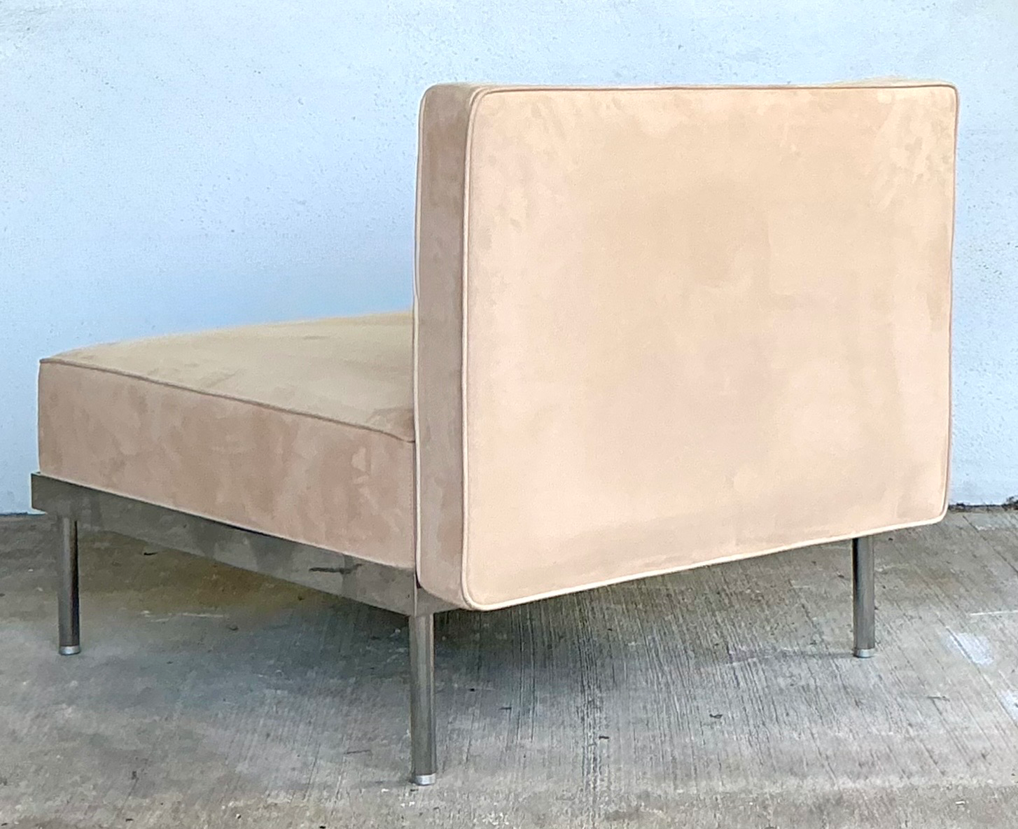 Vintage Minimalist Chrome Base Lounge Chair - Side view