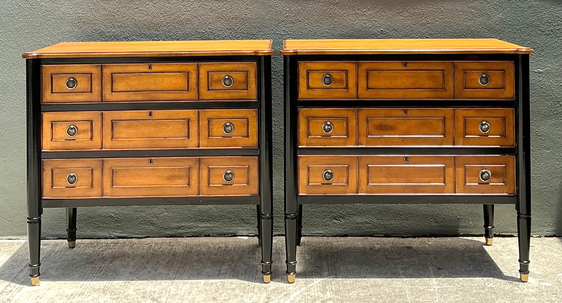Vintage Two-Tone Wood Dressers - Set of 2 - Detail view