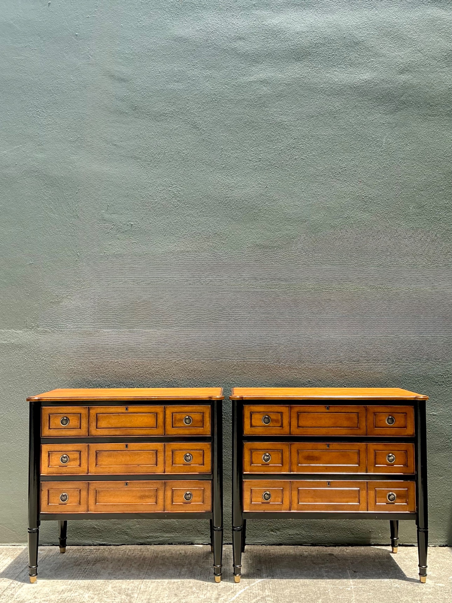 Vintage Two-Tone Wood Dressers - Set of 2 - Top view