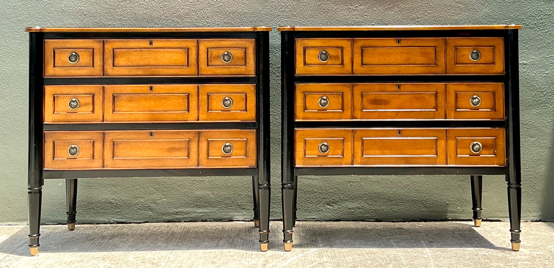 Vintage Two-Tone Wood Dressers - Set of 2 - Side view