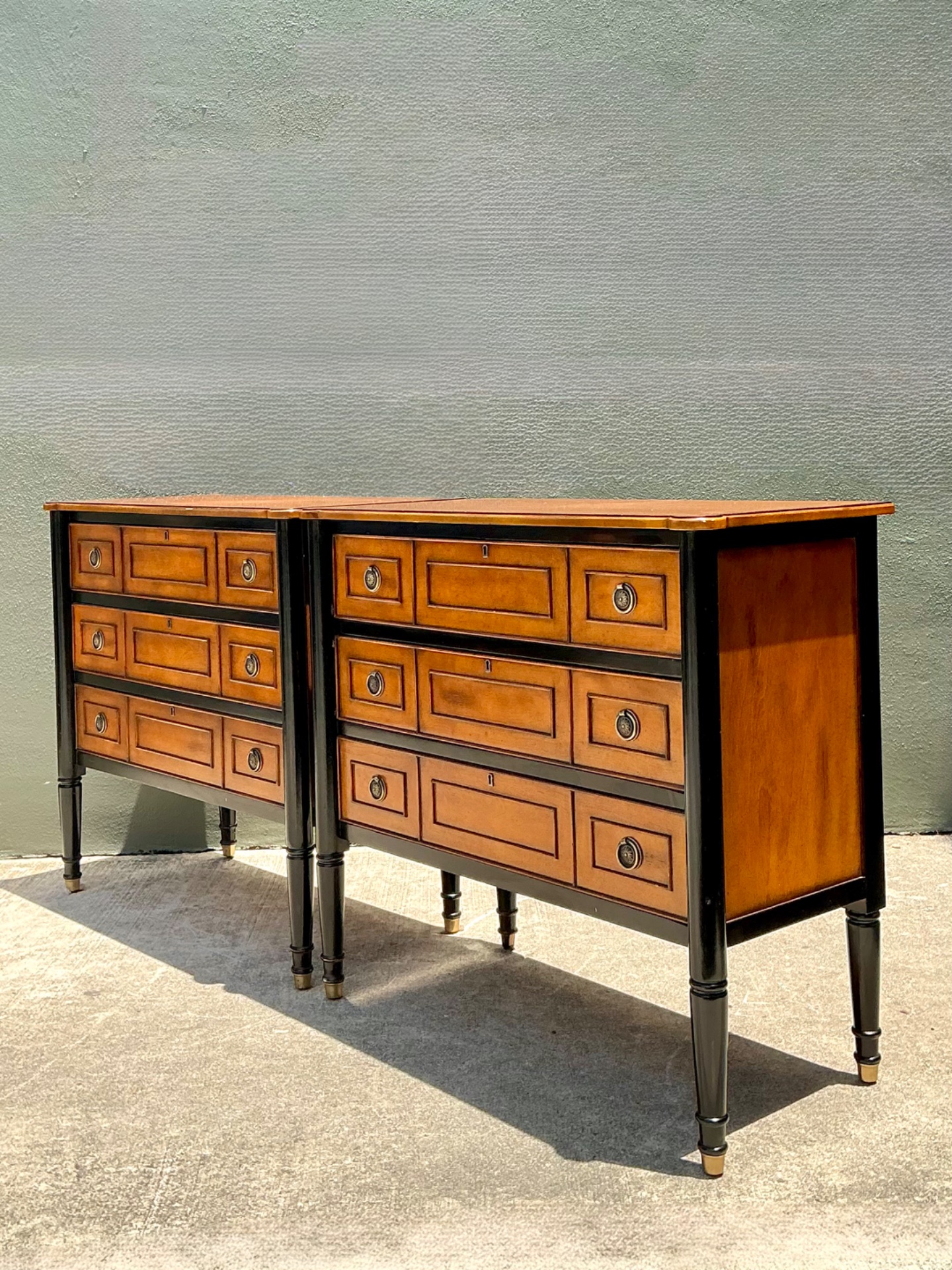 Vintage Two-Tone Wood Dressers - Set of 2 - Back view