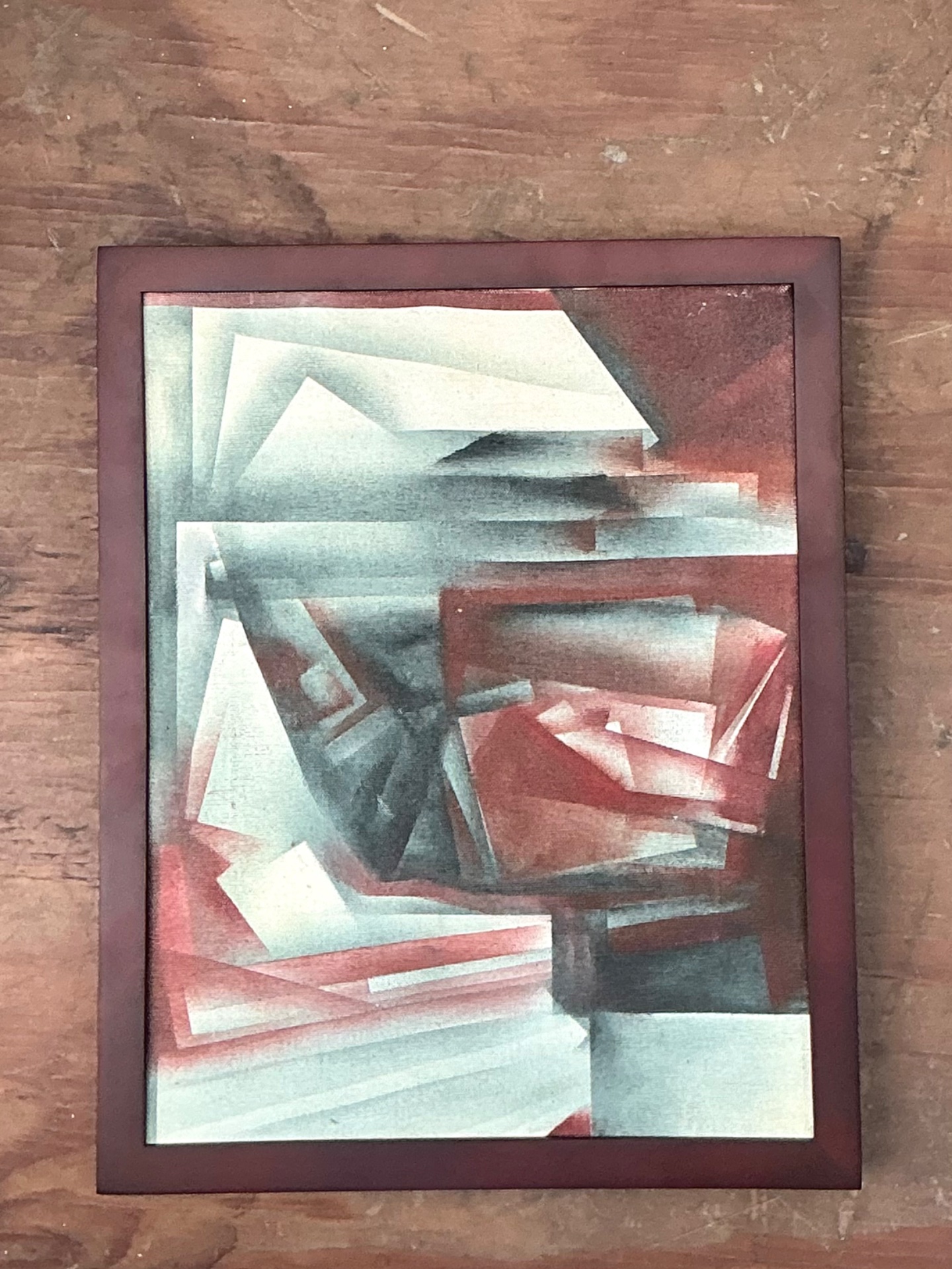 Vintage Abstract Geometric Painting - Back view