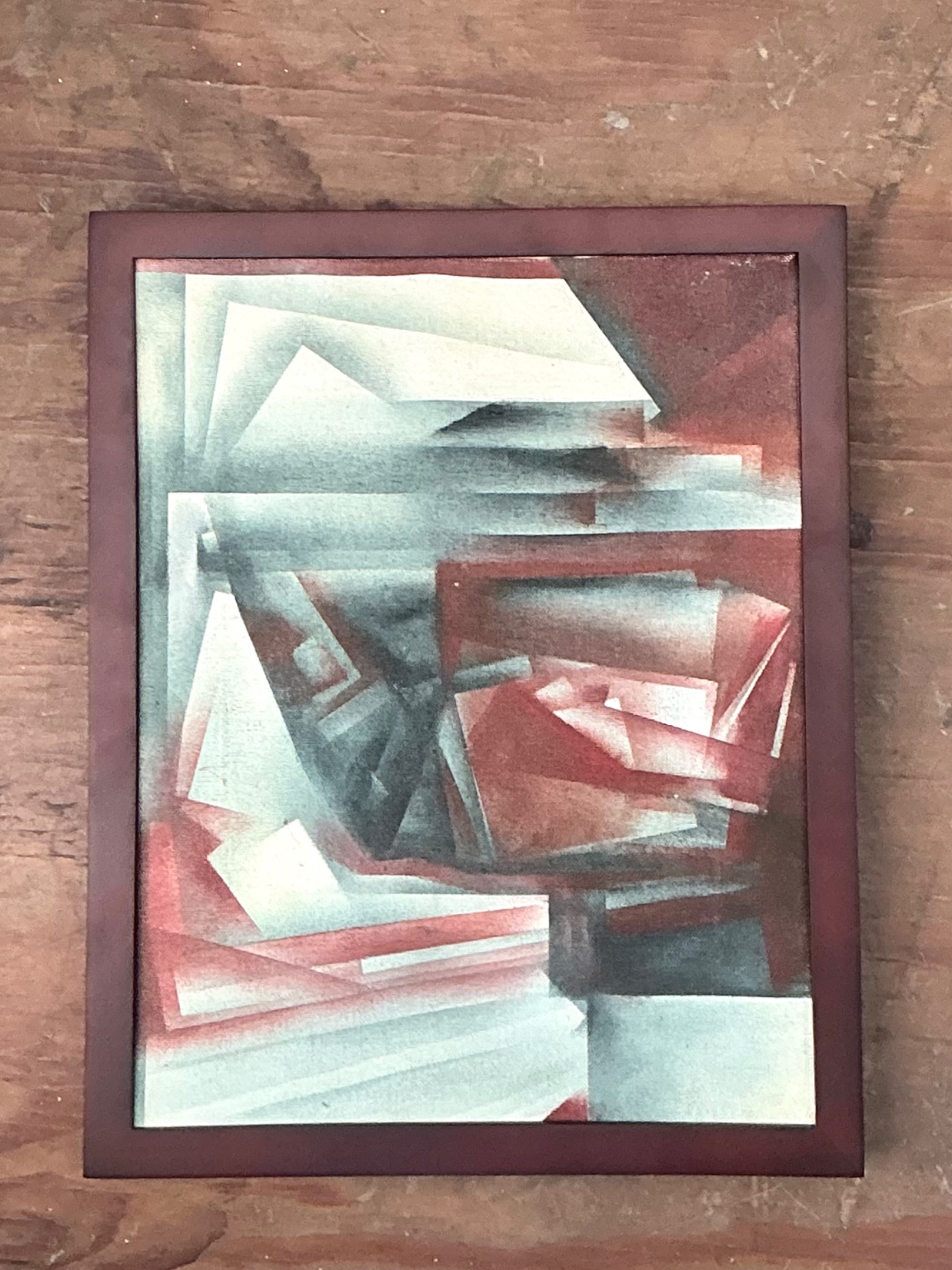 Vintage Abstract Geometric Painting - Side view