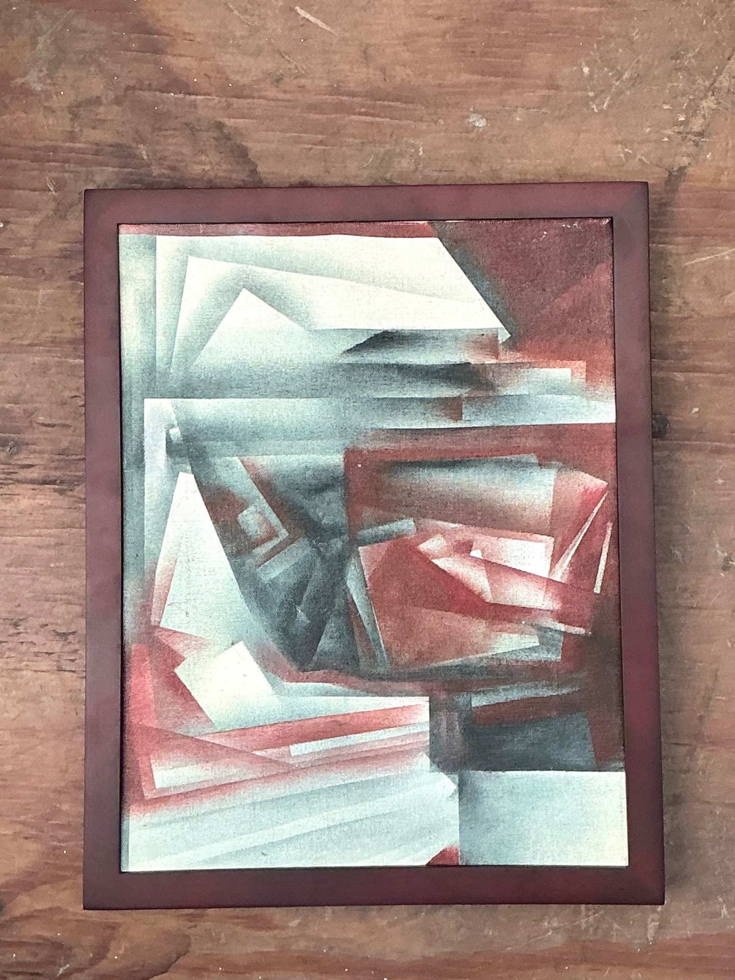 Vintage Abstract Geometric Painting - Detail view