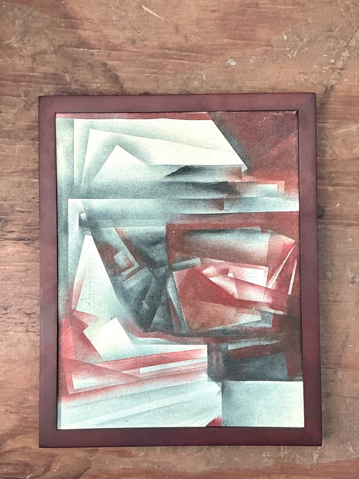 Vintage Abstract Geometric Painting - Top view