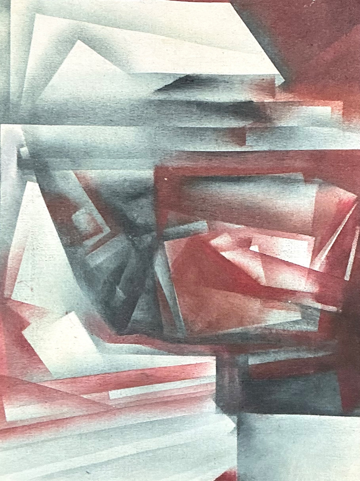 Vintage Abstract Geometric Painting - Side view