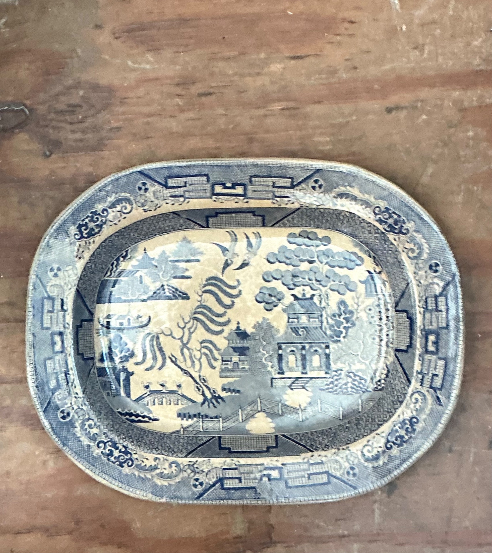 Blue Willow Decorative Ceramic Tray - Back view