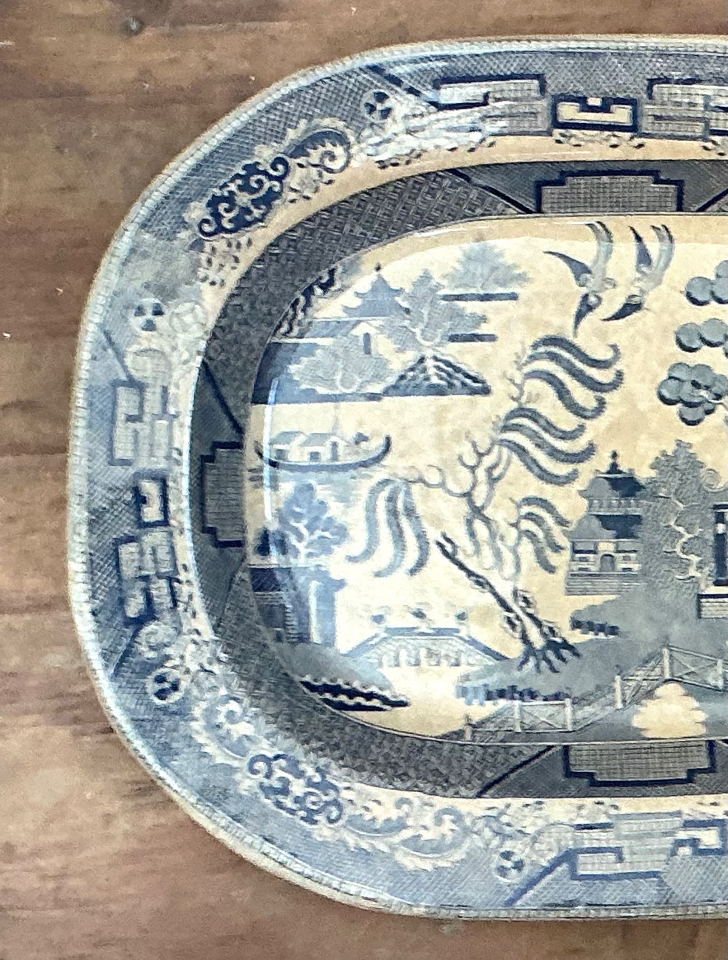 Blue Willow Decorative Ceramic Tray - Back view