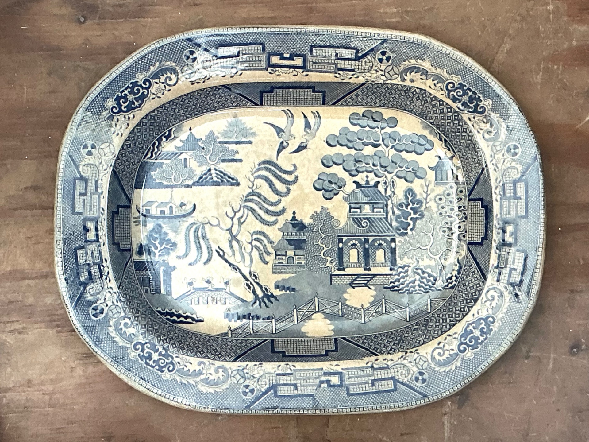 Blue Willow Decorative Ceramic Tray - Top view