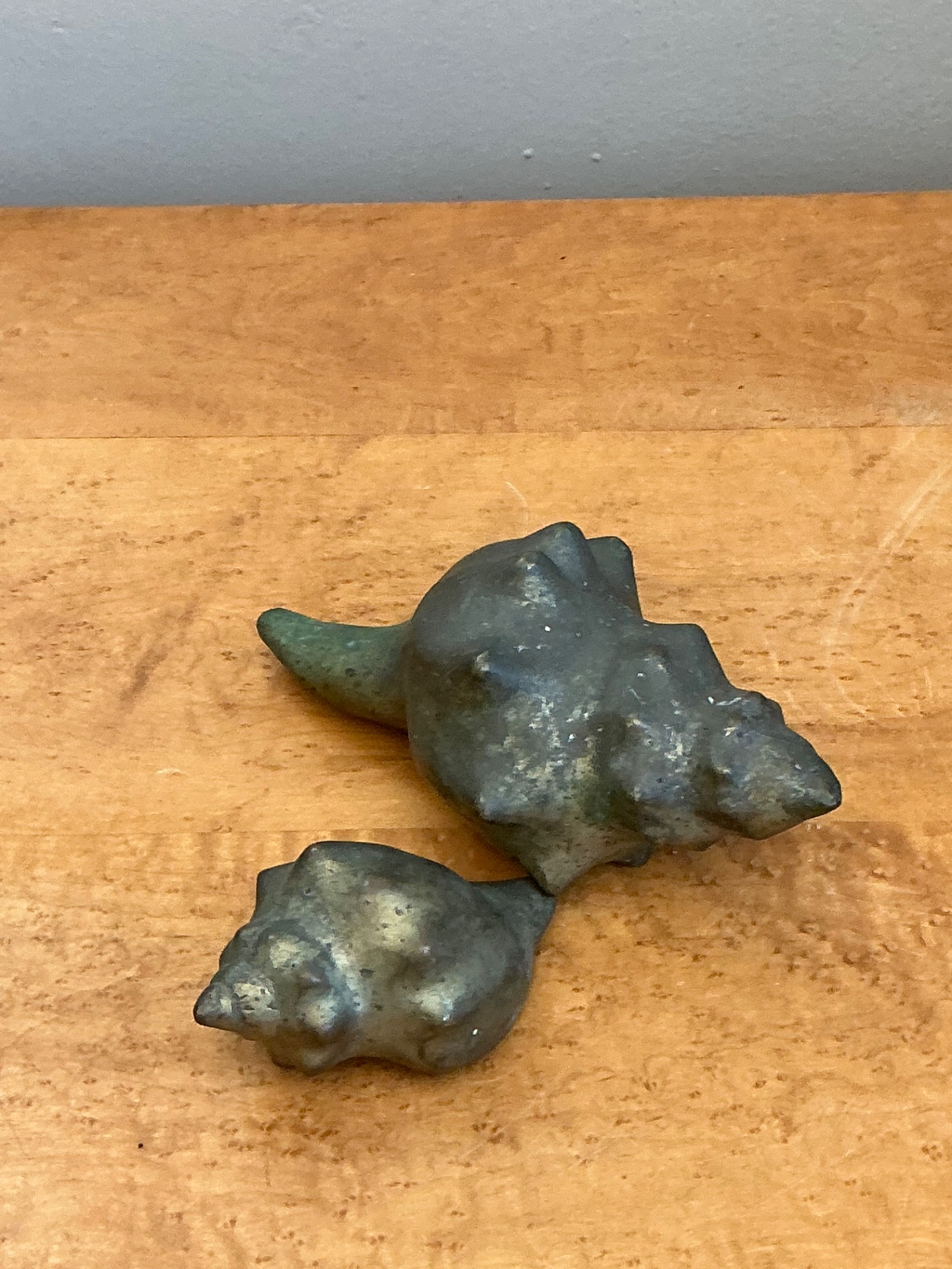 Vintage Patinated Metal Shell Sculptures - Top view